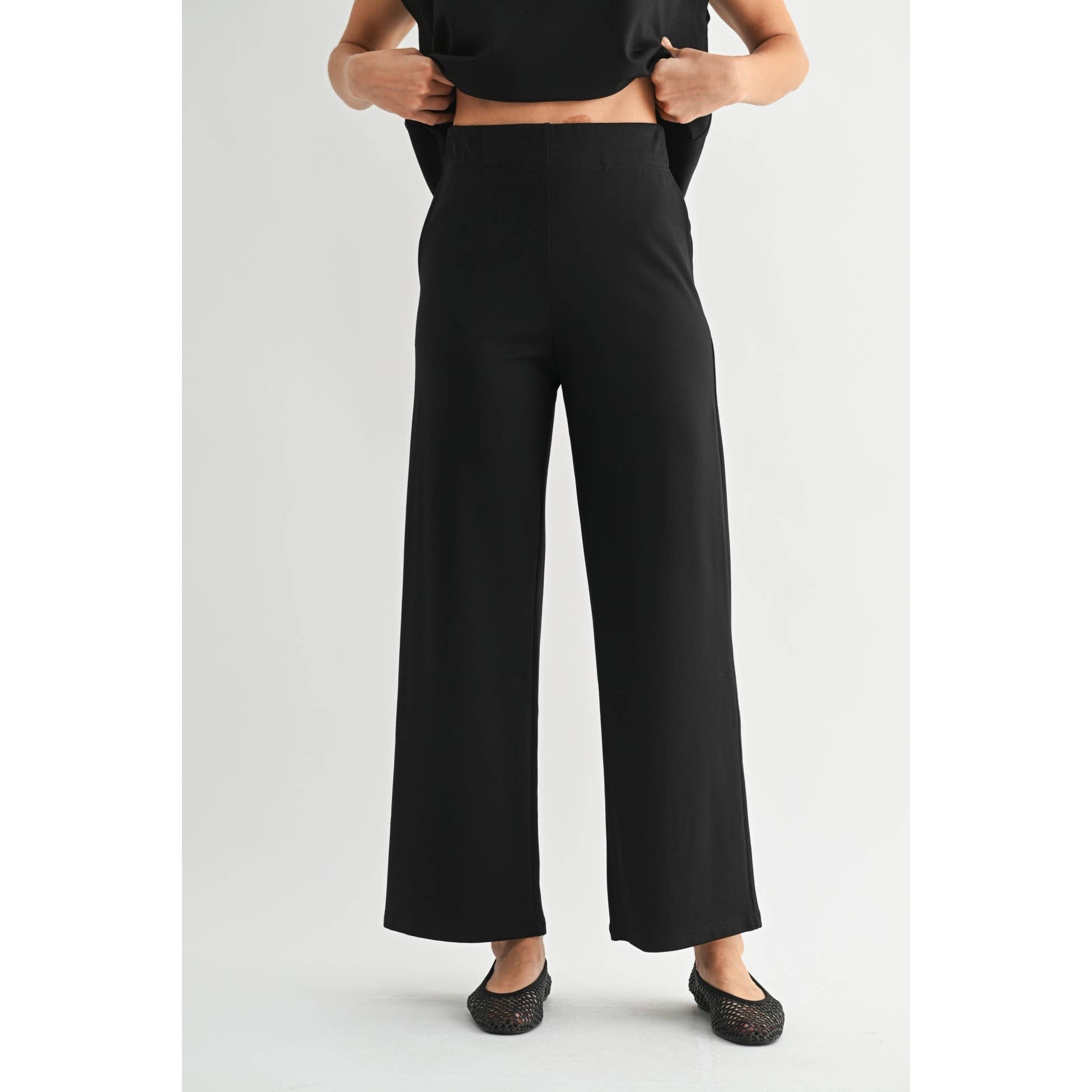 Sally Wide Leg Ponte Knit Pants