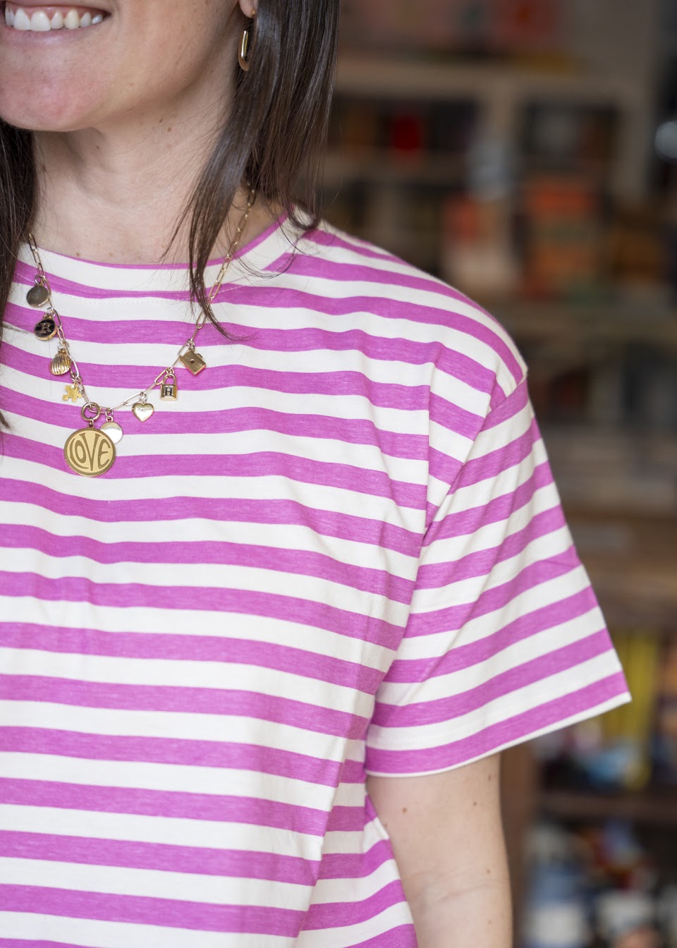 Pink & White Striped T-Shirt