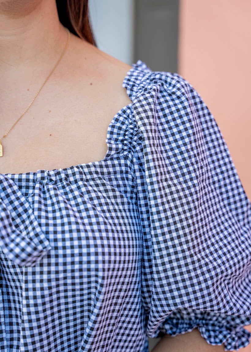 Gingham Puff Sleeve Babydoll Dress