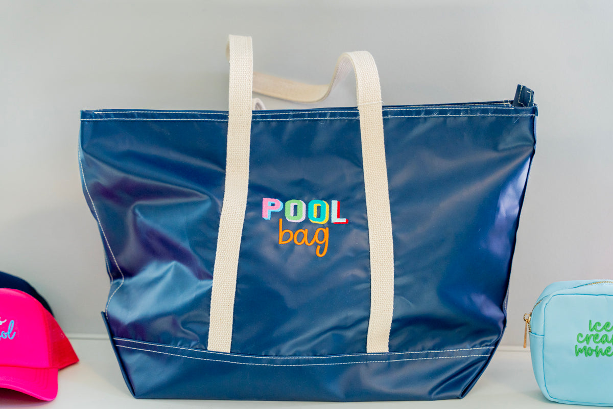 Pool Bag Navy Embroidered Big Sur Tote – Bluebird & Company Crozet