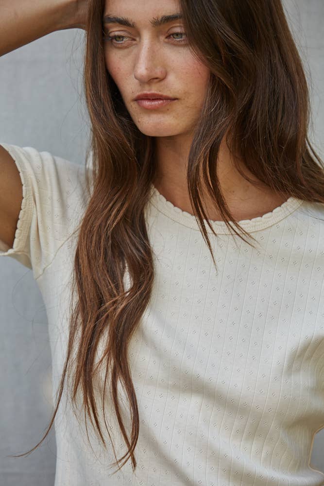 Carrie Cream Pointelle Top