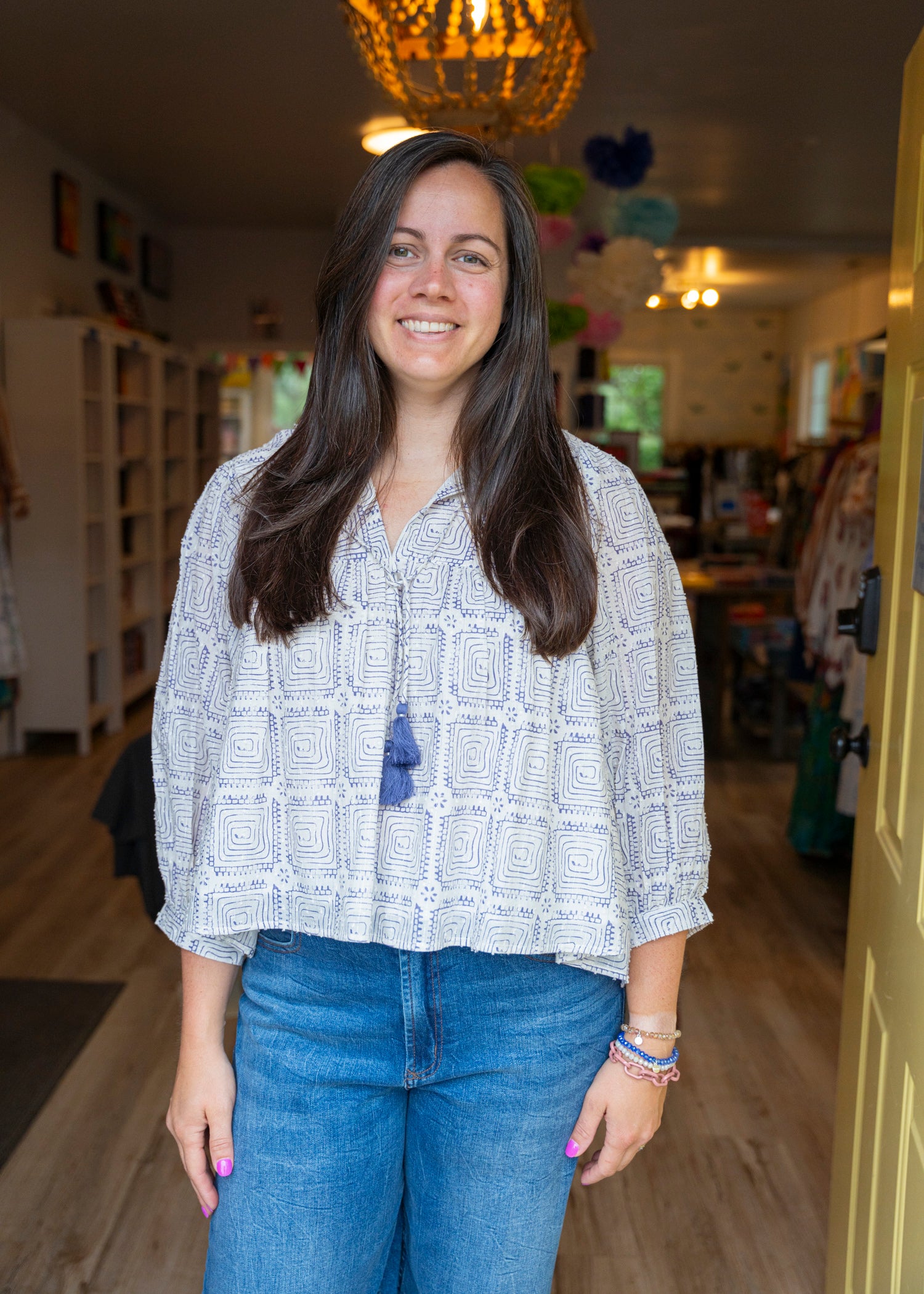 The Maze Block Print Top
