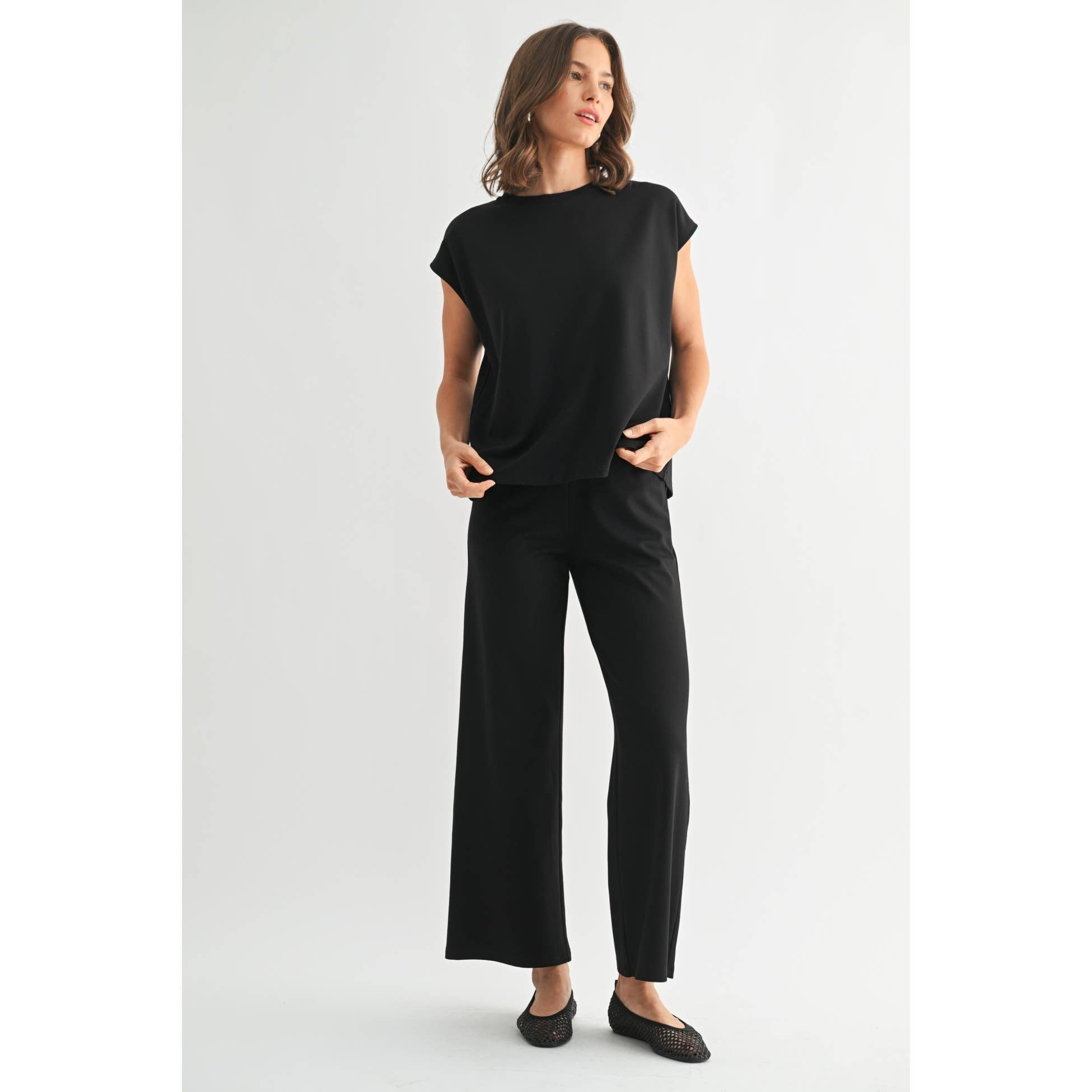 Sally Wide Leg Ponte Knit Pants