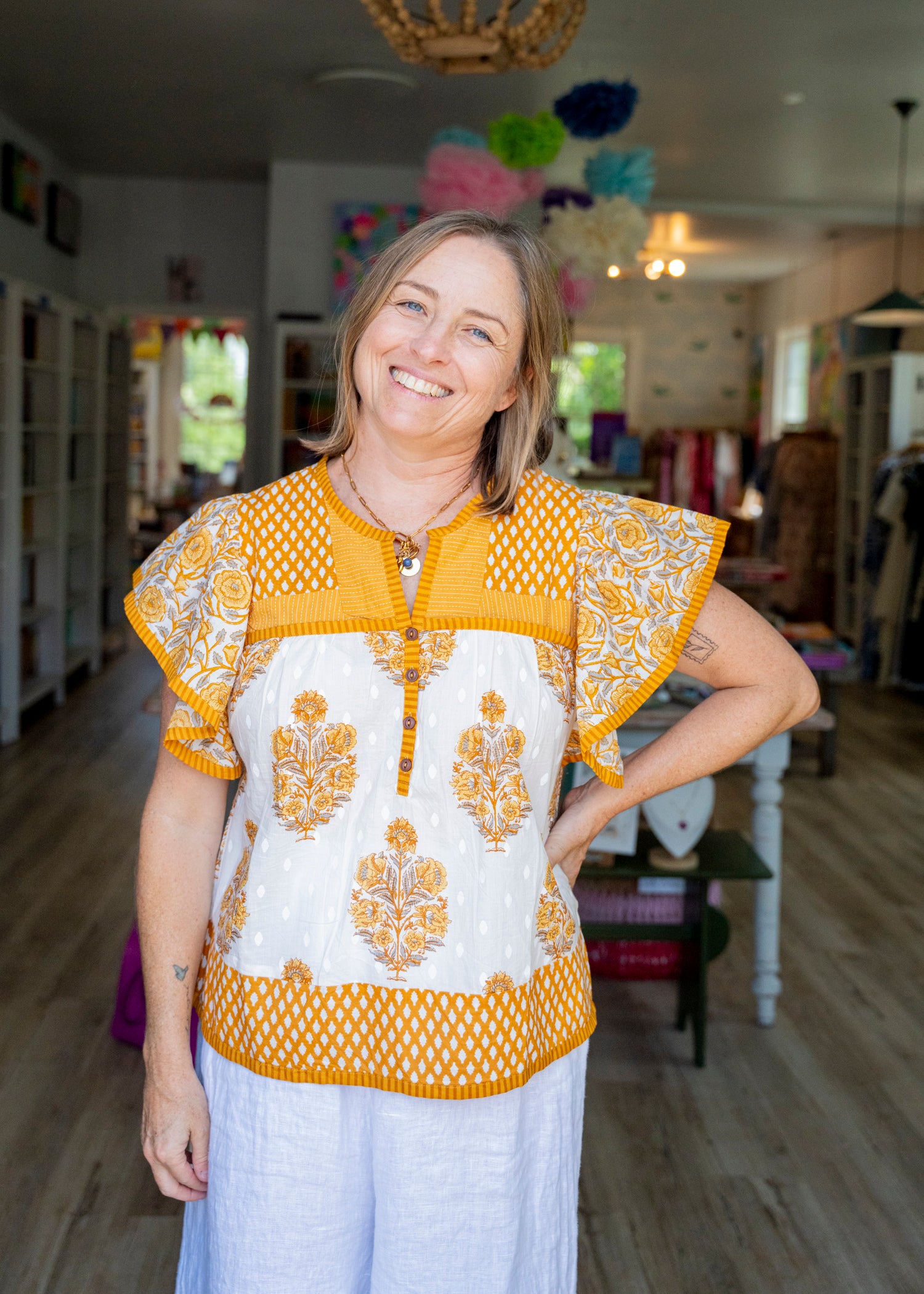 The Ellis Block Print Top