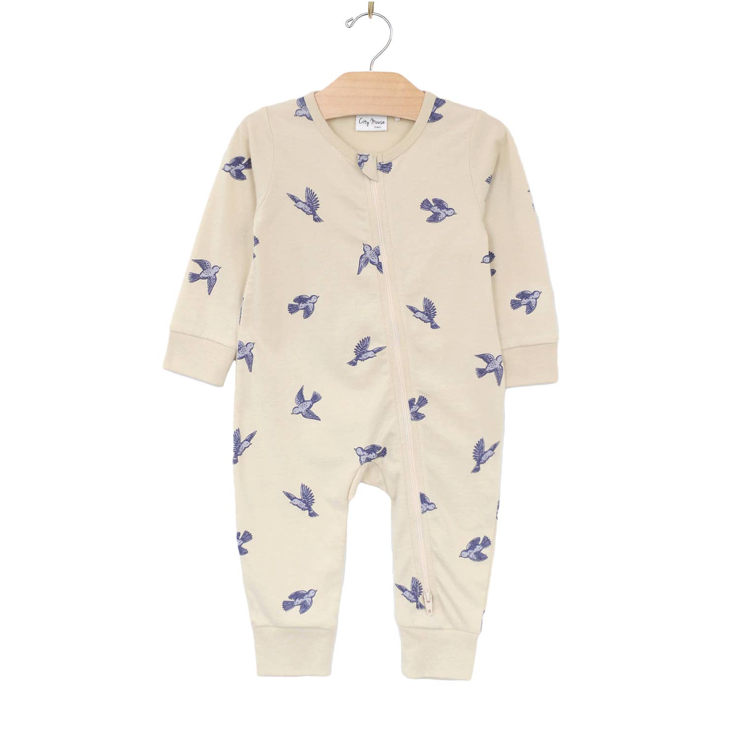2 Way Zip Romper - Bluebirds