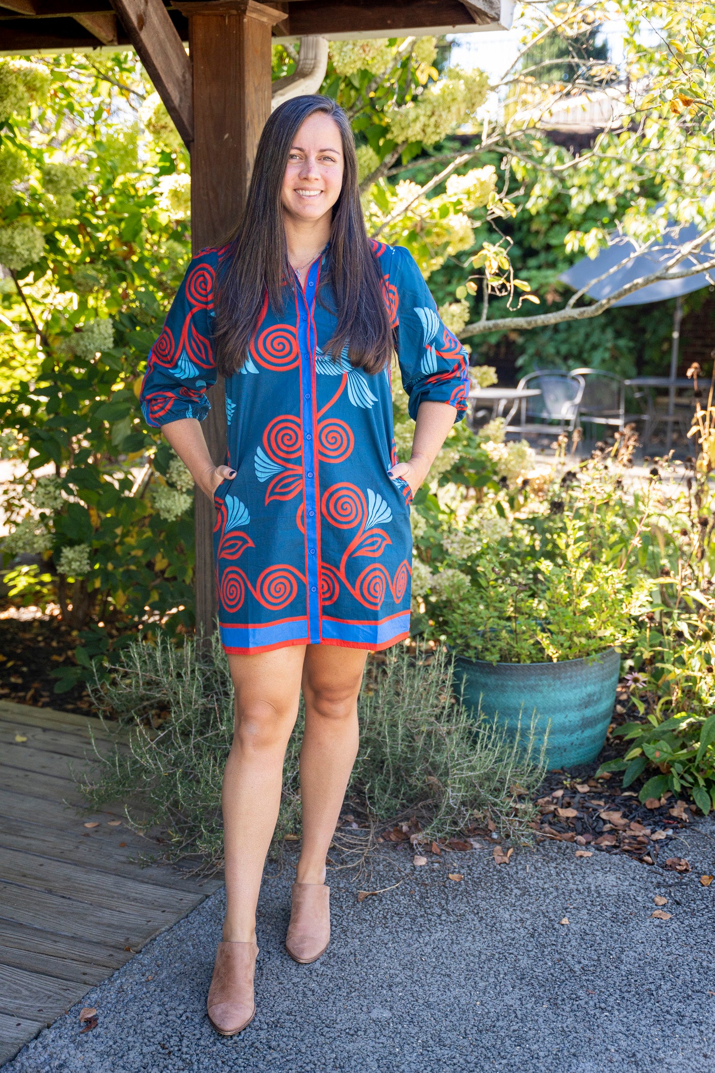 The Ava Dress in Indigo Feathers