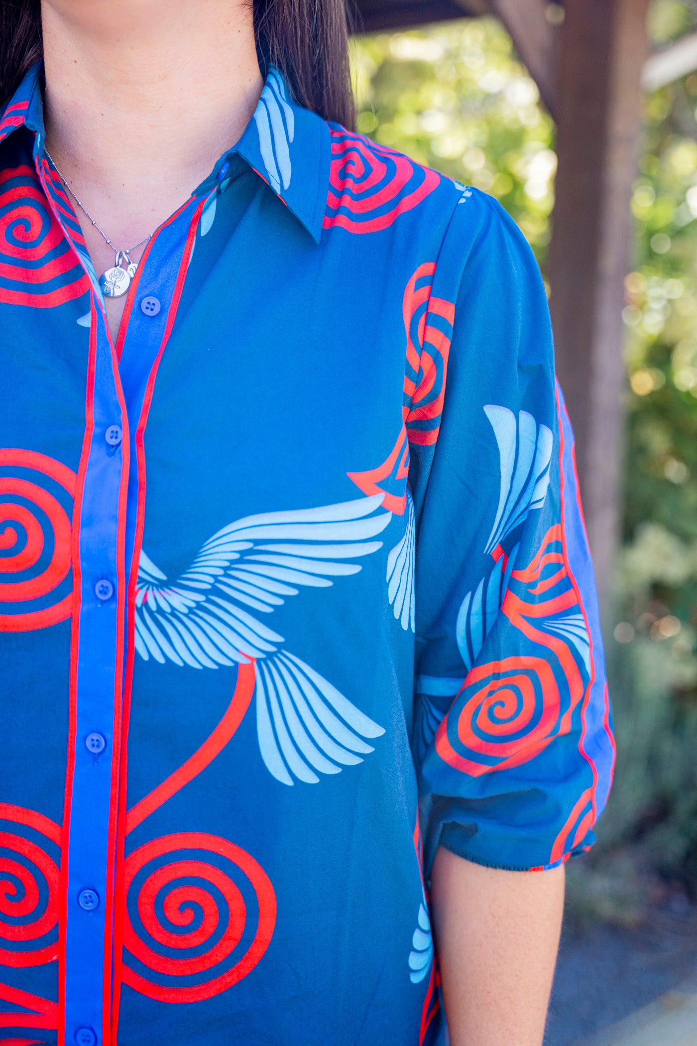 The Ava Dress in Indigo Feathers