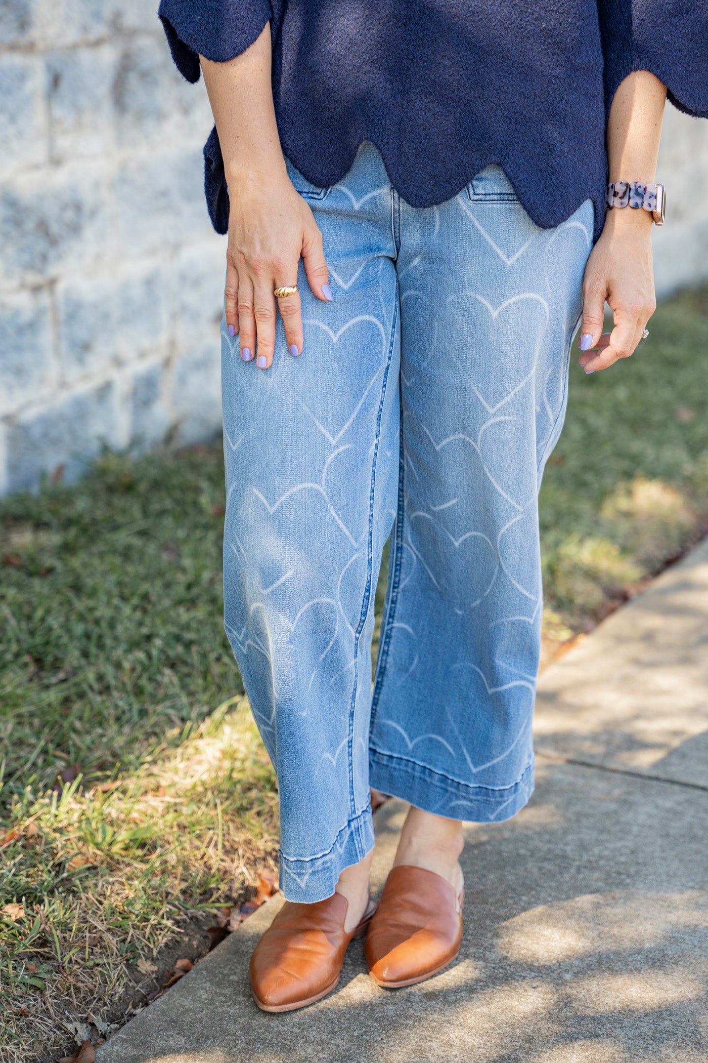 Heart Print Jeans