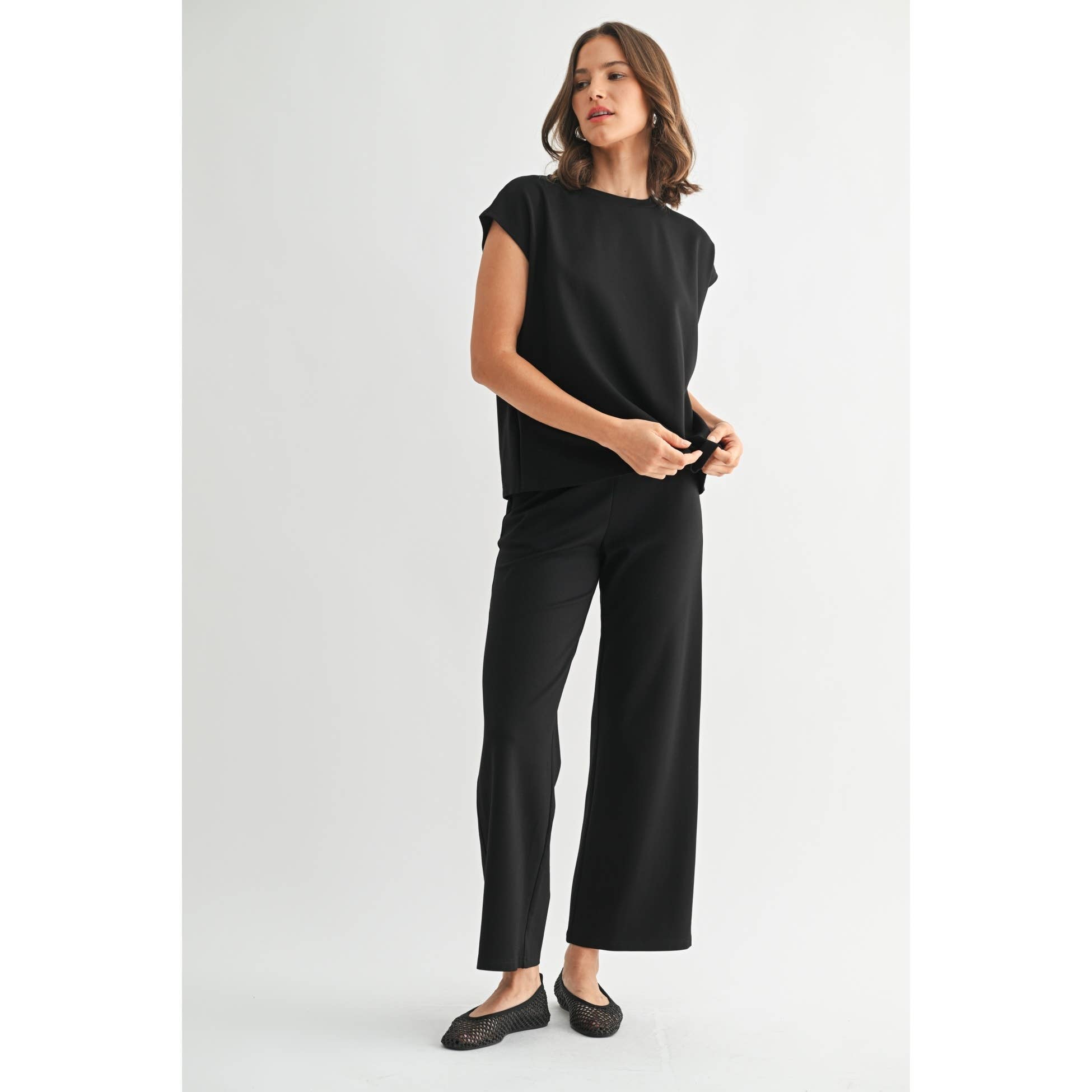 Sally Wide Leg Ponte Knit Pants