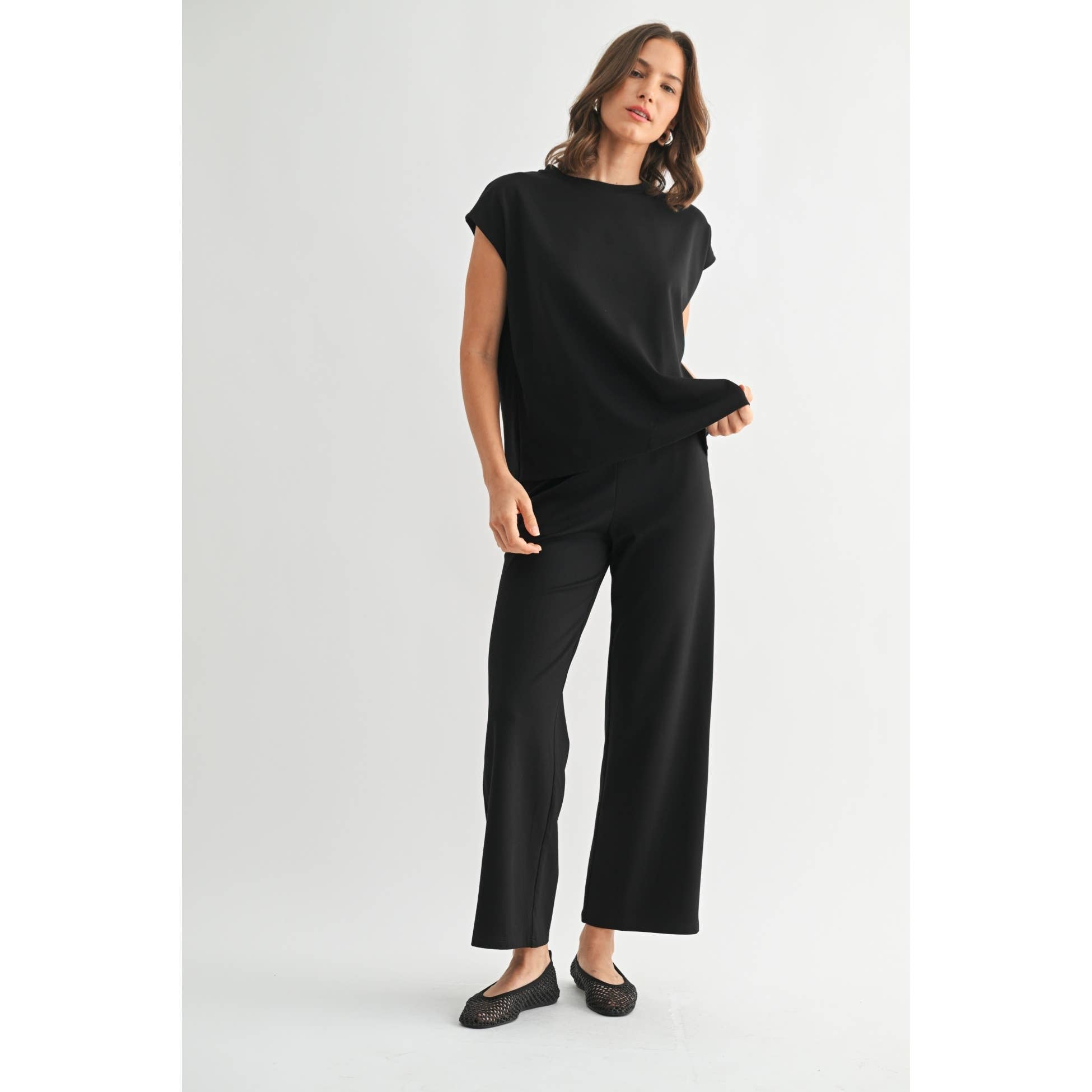 Sally Wide Leg Ponte Knit Pants