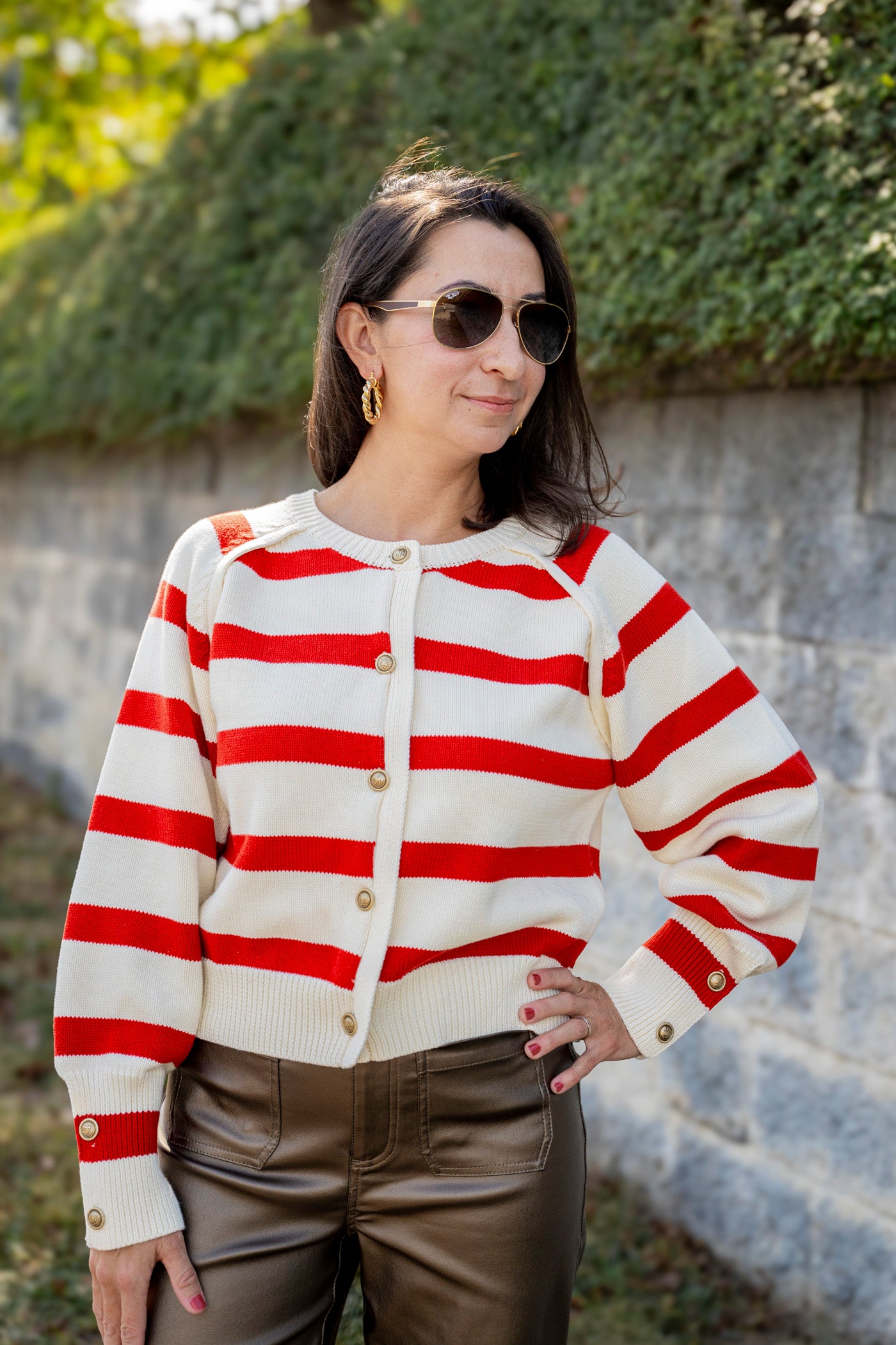 Striped Raglan Cardigan