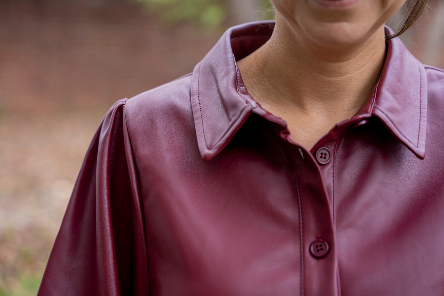 Burgundy Vegan Leather Tunic