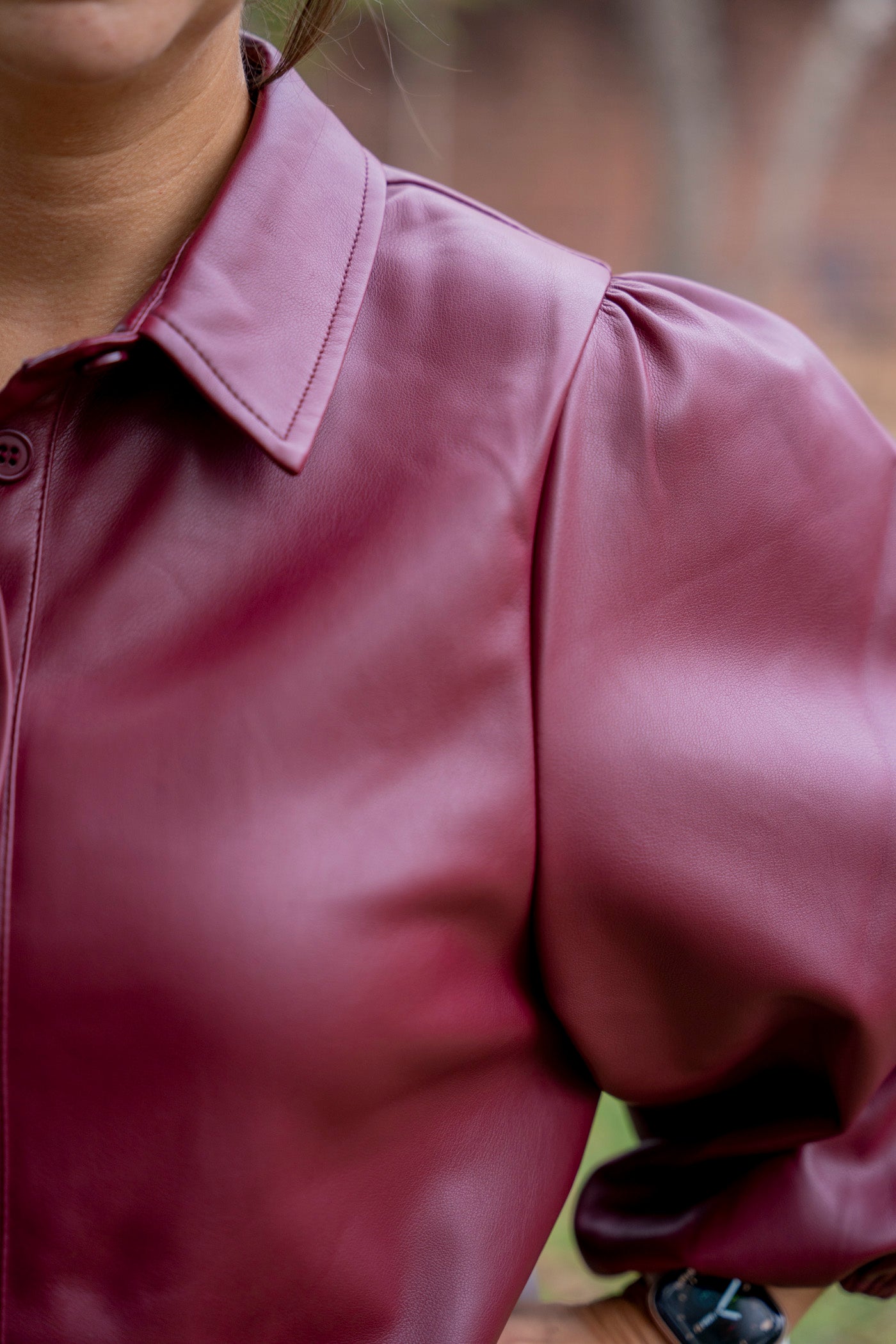 Burgundy Vegan Leather Tunic