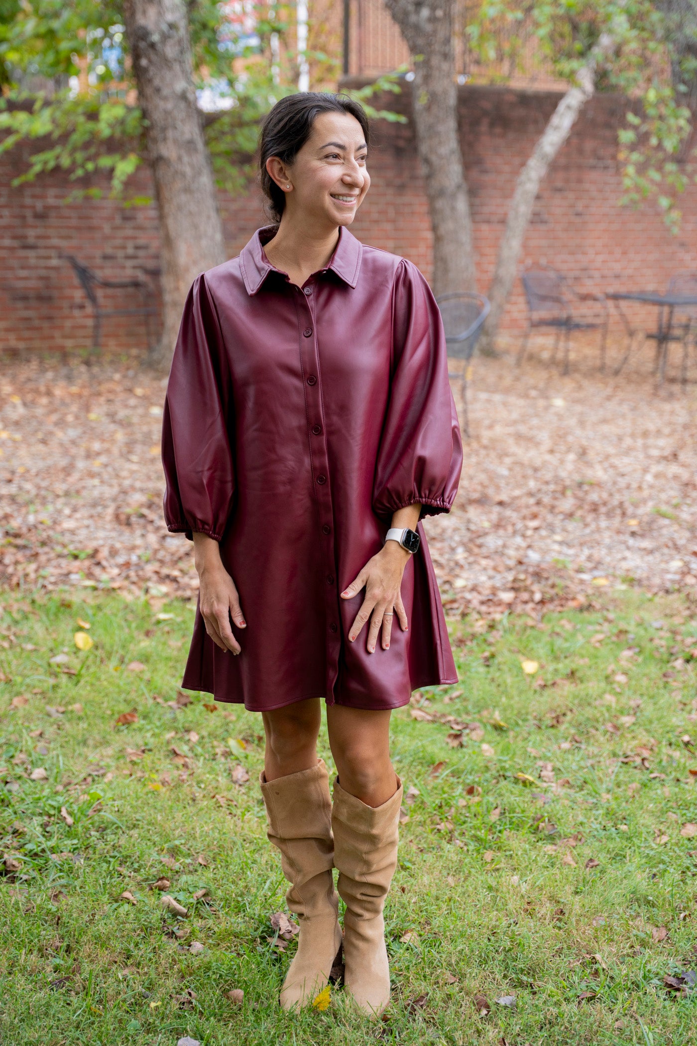 Burgundy Vegan Leather Tunic