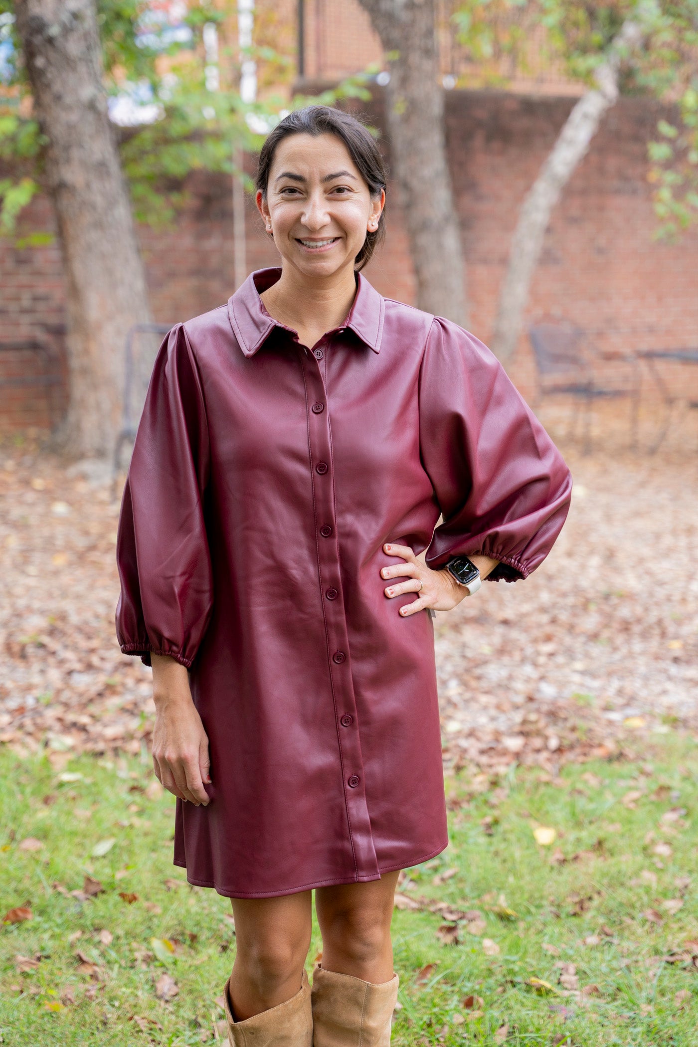 Burgundy Vegan Leather Tunic