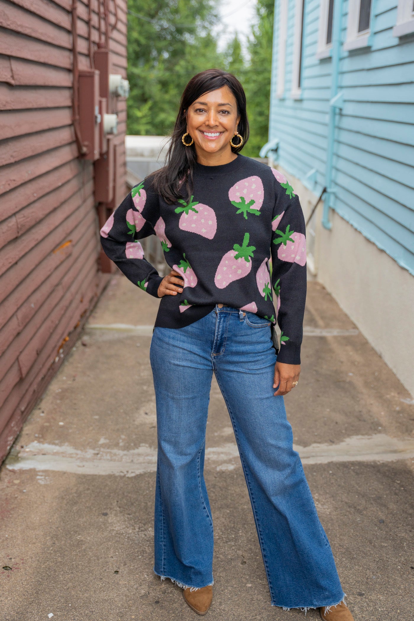 Strawberry Print Sweater