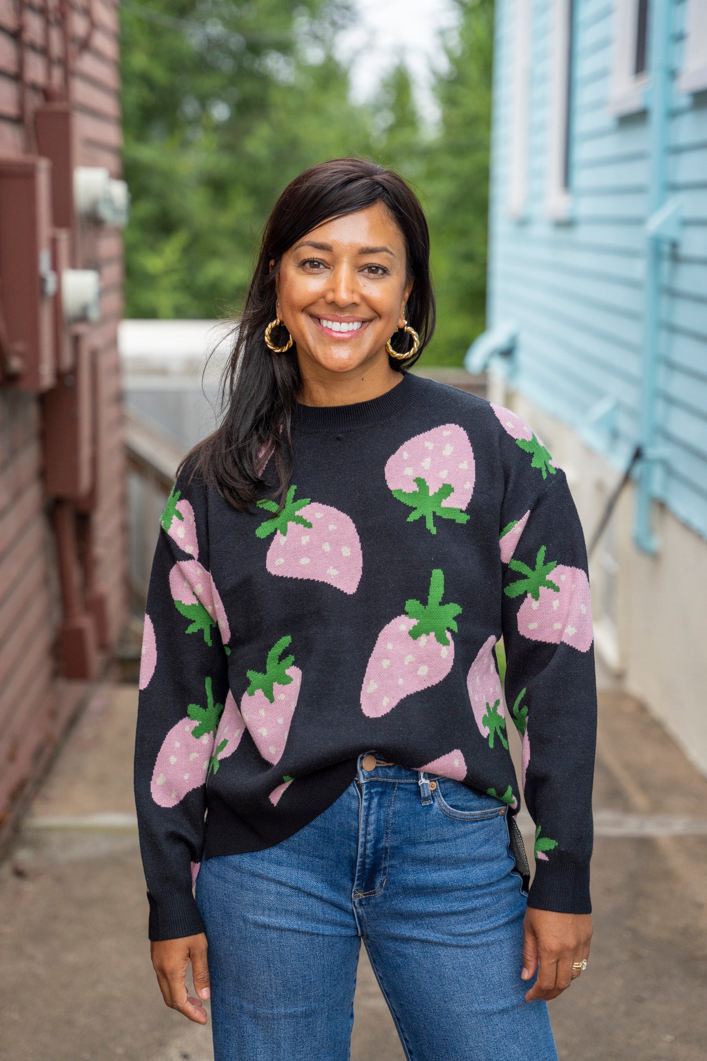 Strawberry Print Sweater