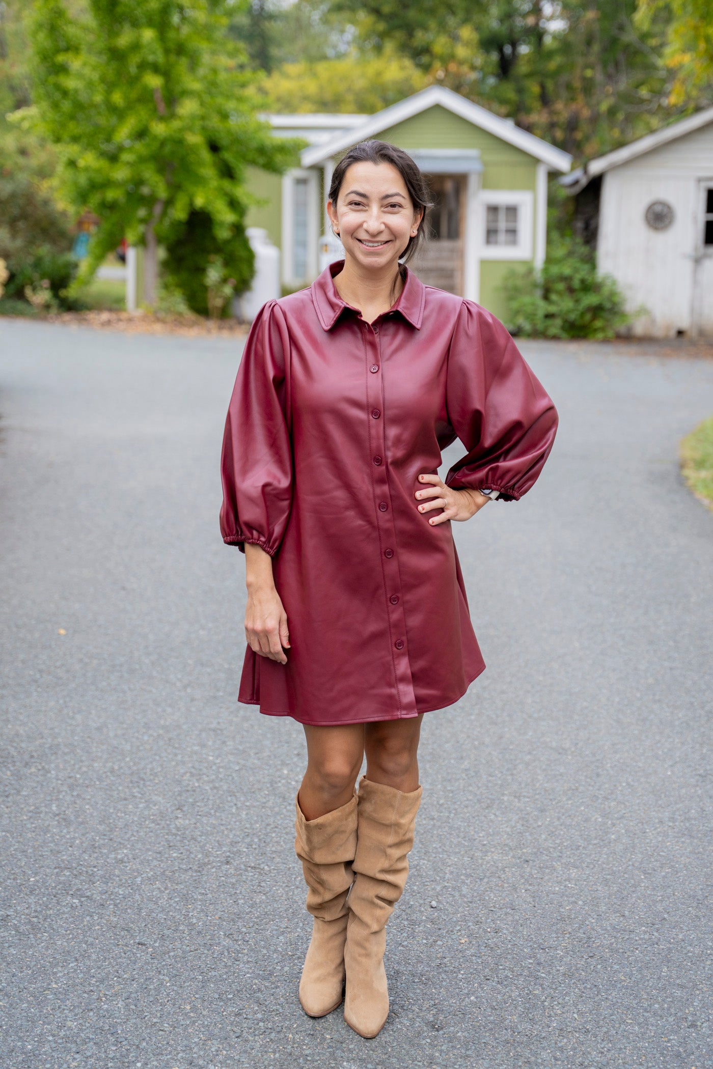 Burgundy Vegan Leather Tunic