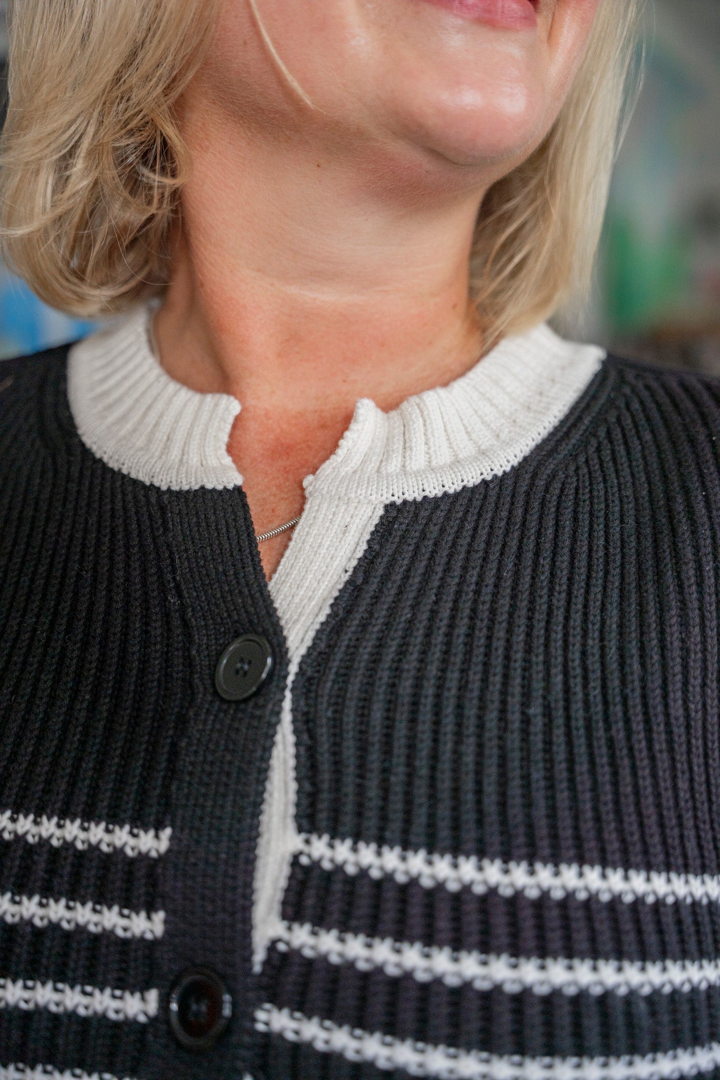 Balloon Sleeve Striped Cardigan