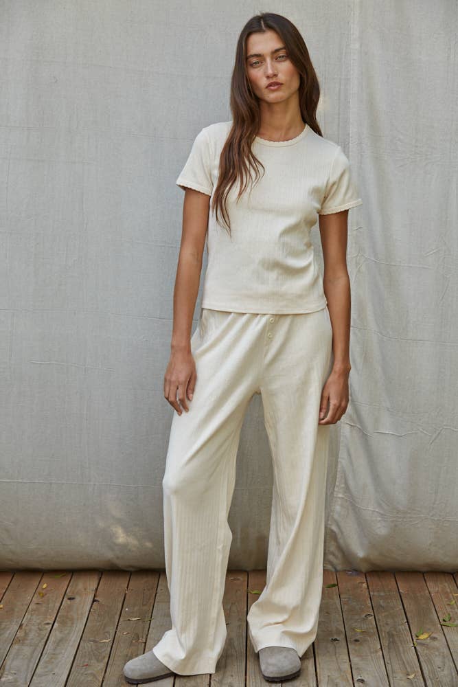 Carrie Cream Pointelle Top