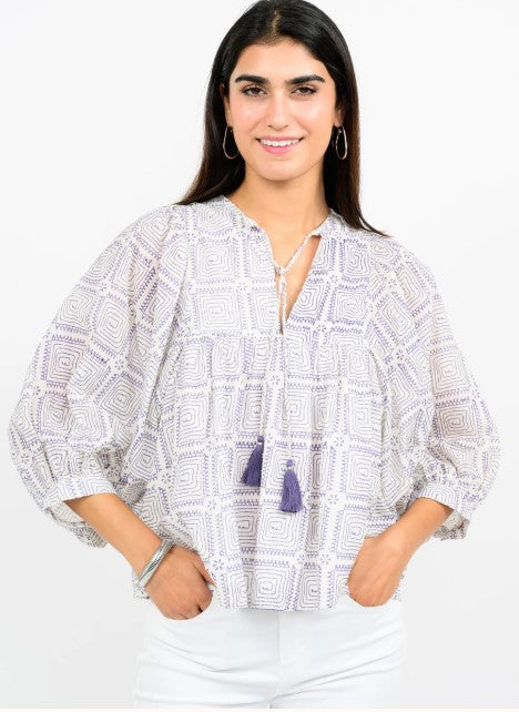 The Maze Block Print Top