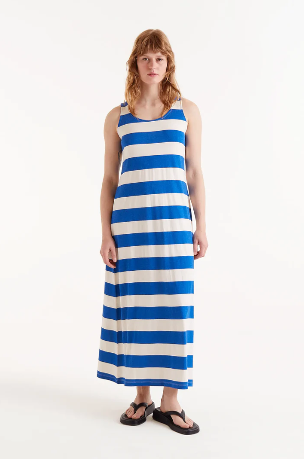 Blue stripe beach day dress