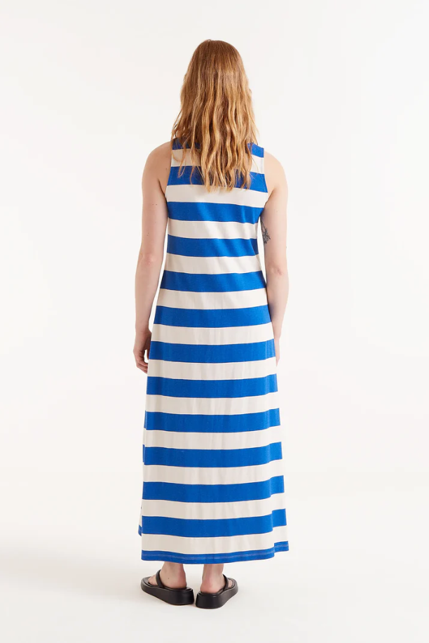 Blue stripe beach day dress