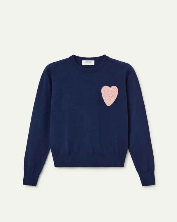 Cora Navy Sweater with Heart