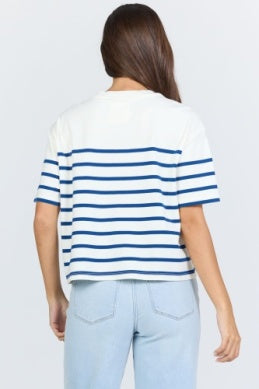 The Maddox In Cream/Navy Stripe