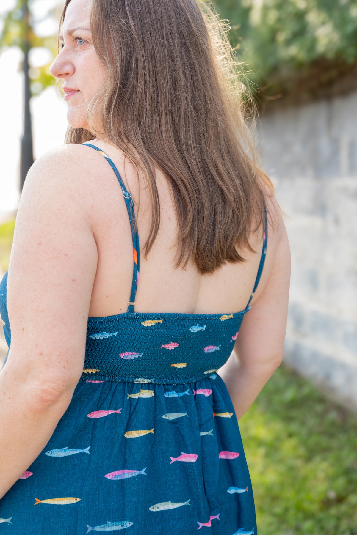 Teal Fishies Midi Dress