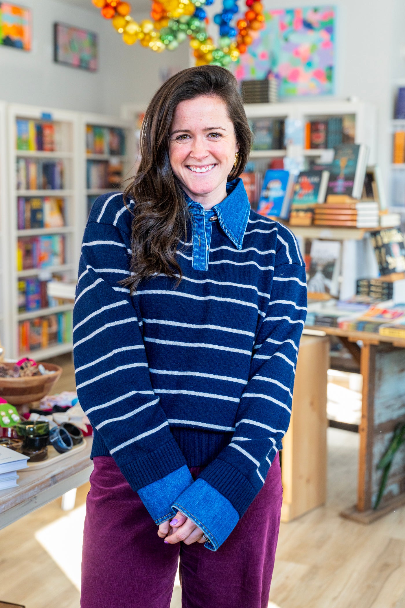 Sofia Stripe Denim Combo Top