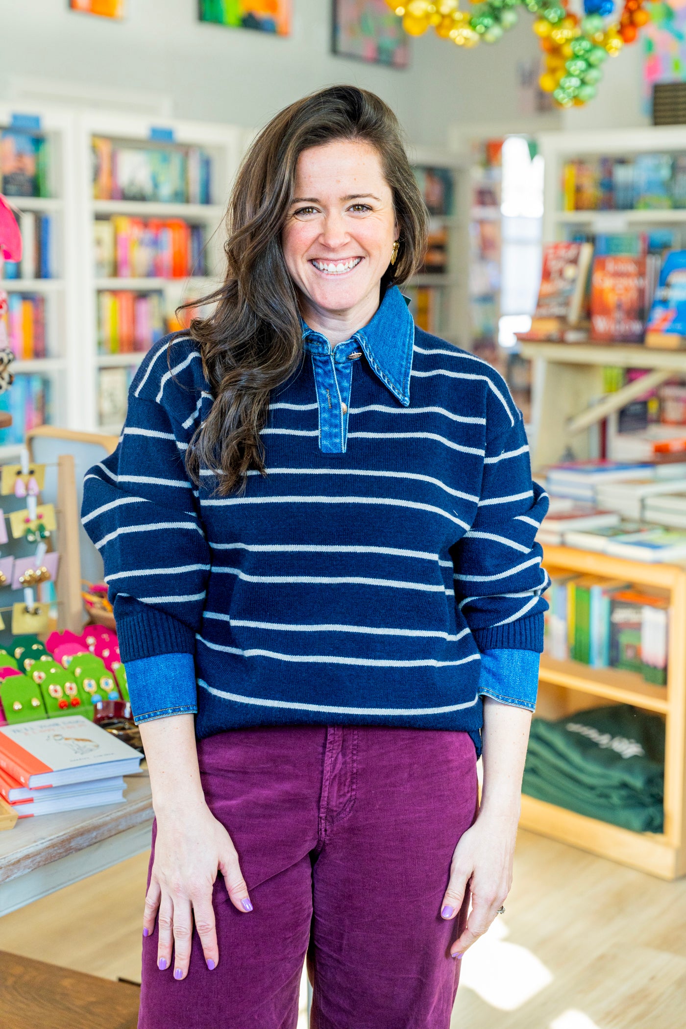 Sofia Stripe Denim Combo Top