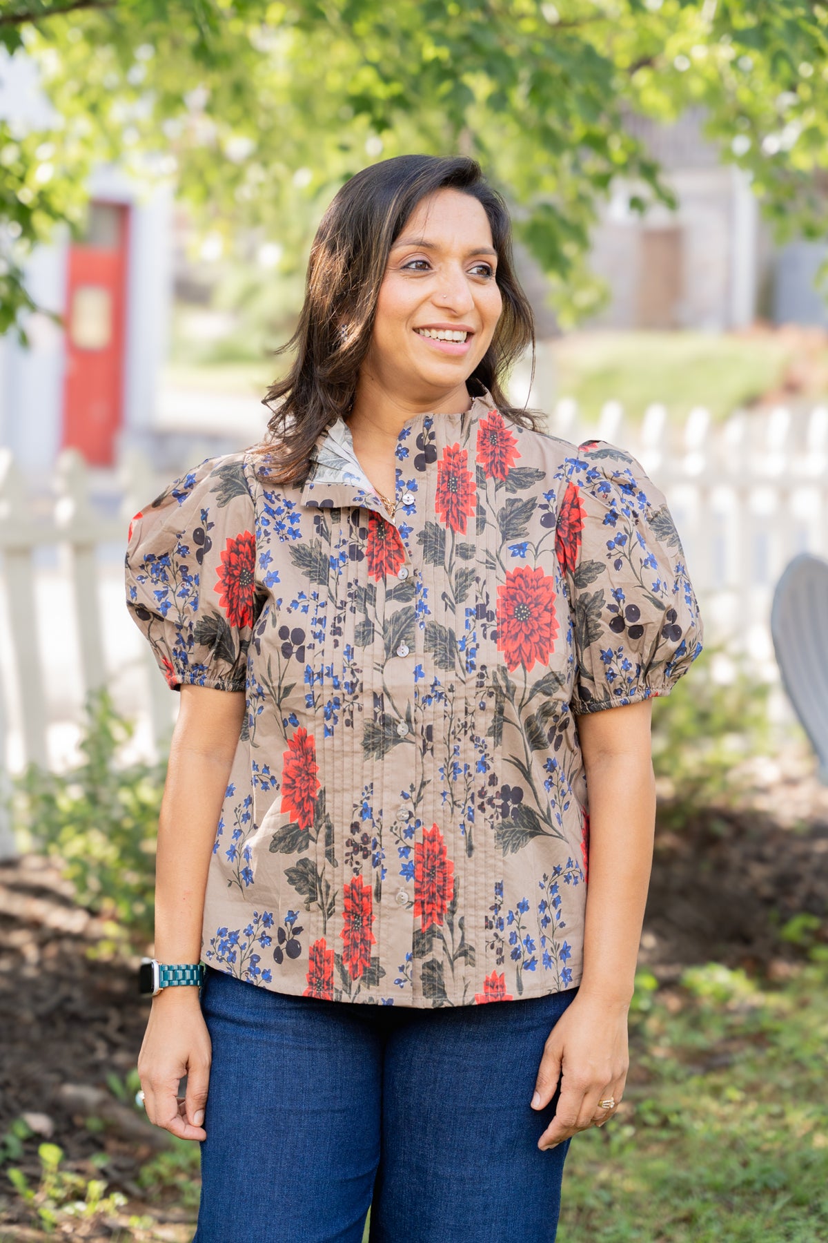 Camel Puff Sleeve Blouse