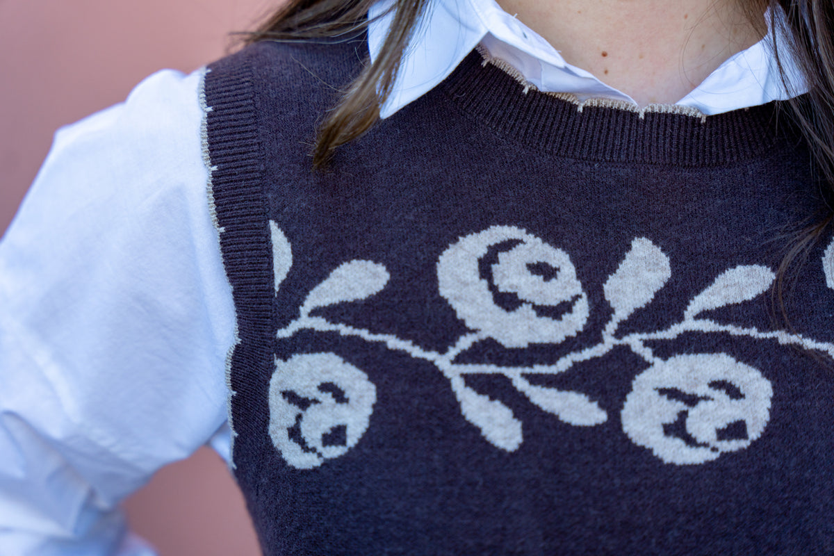 Annie Dark Brown Sleeveless Sweater