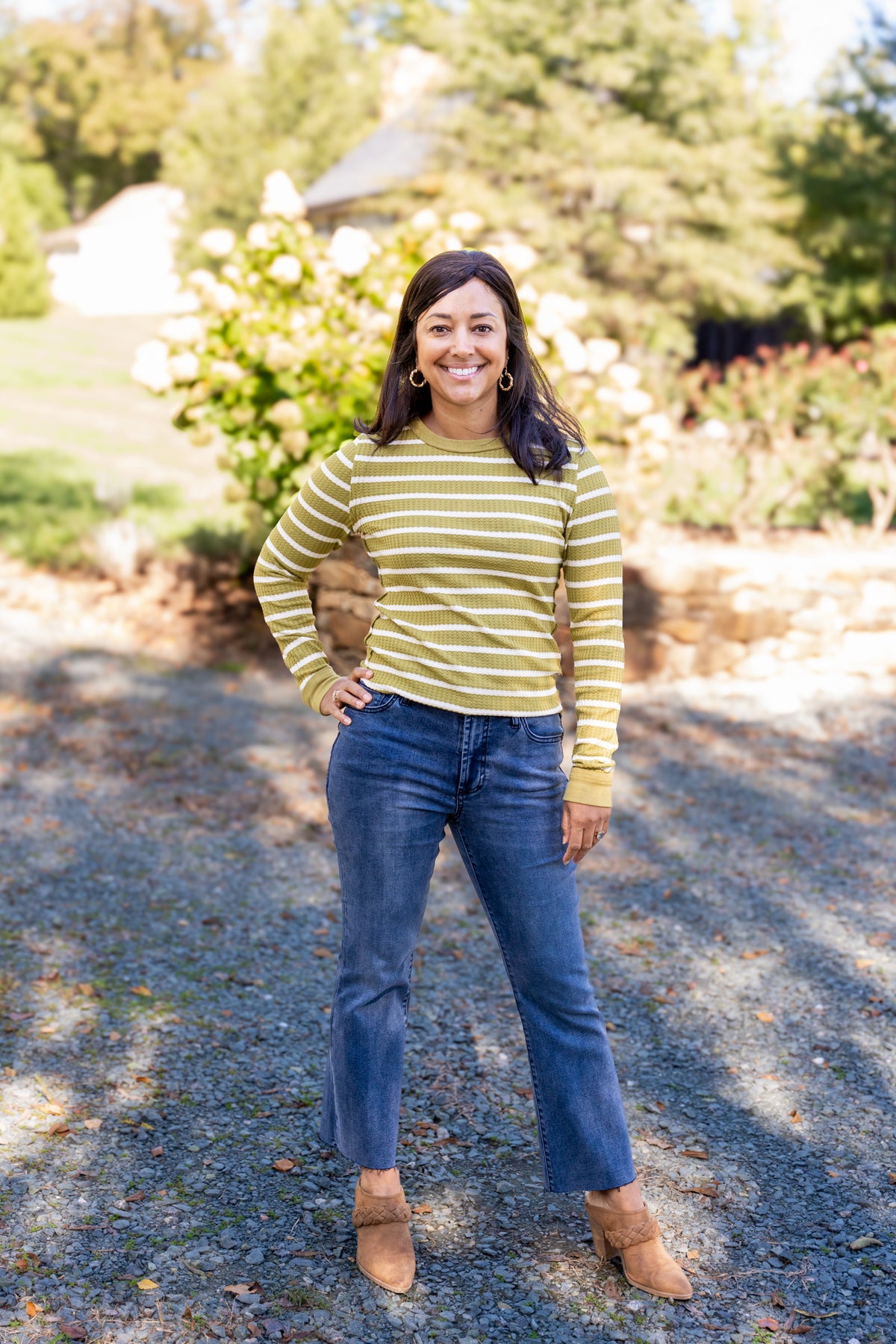 Green Olive Waffle Knit Top