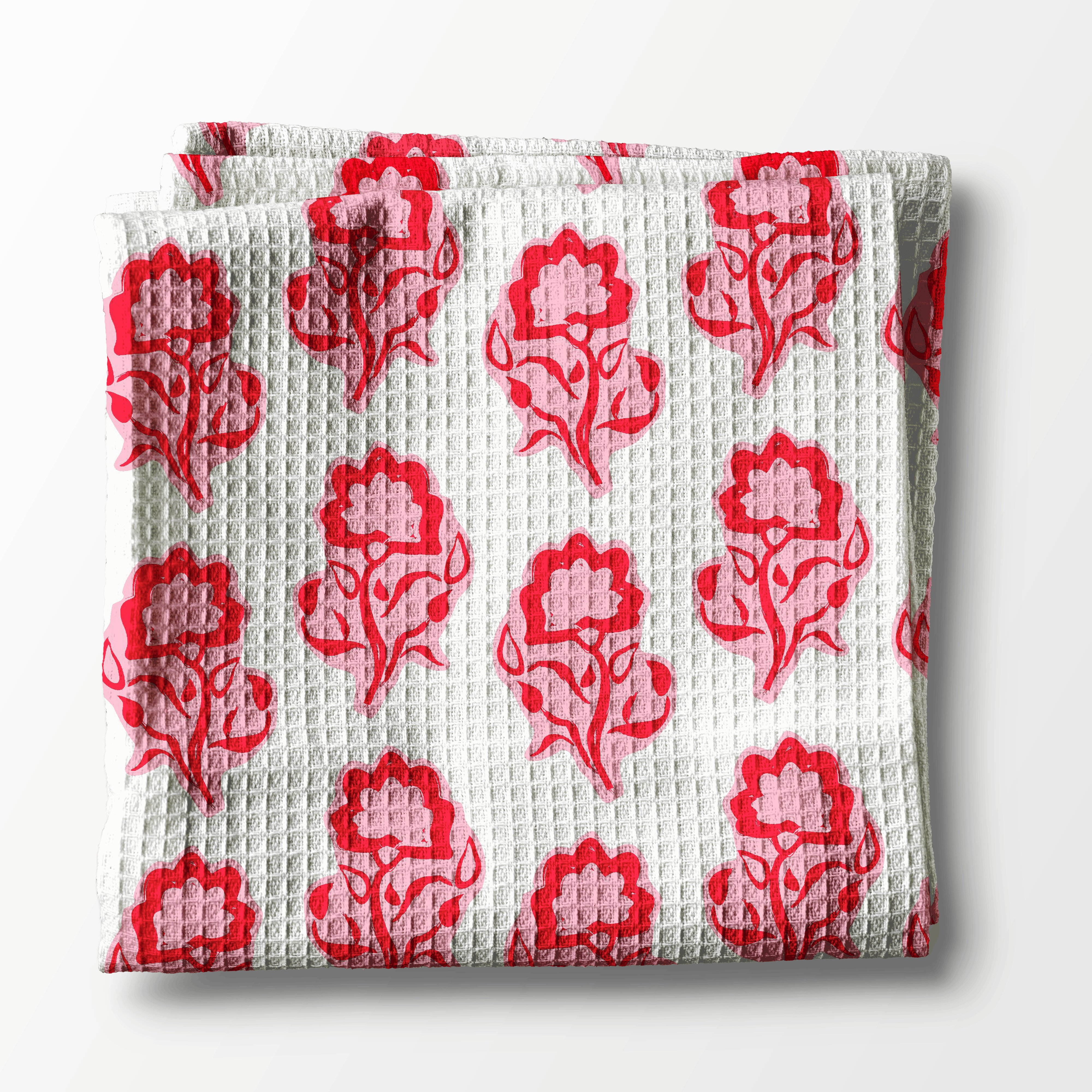 Waffle Weave Kitchen Towel - Maya Red