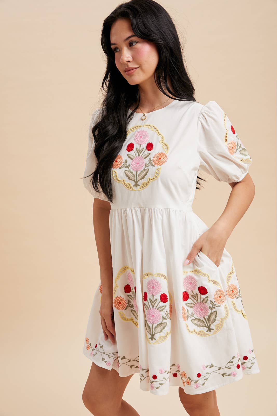Emily Embroidered Mini Dress