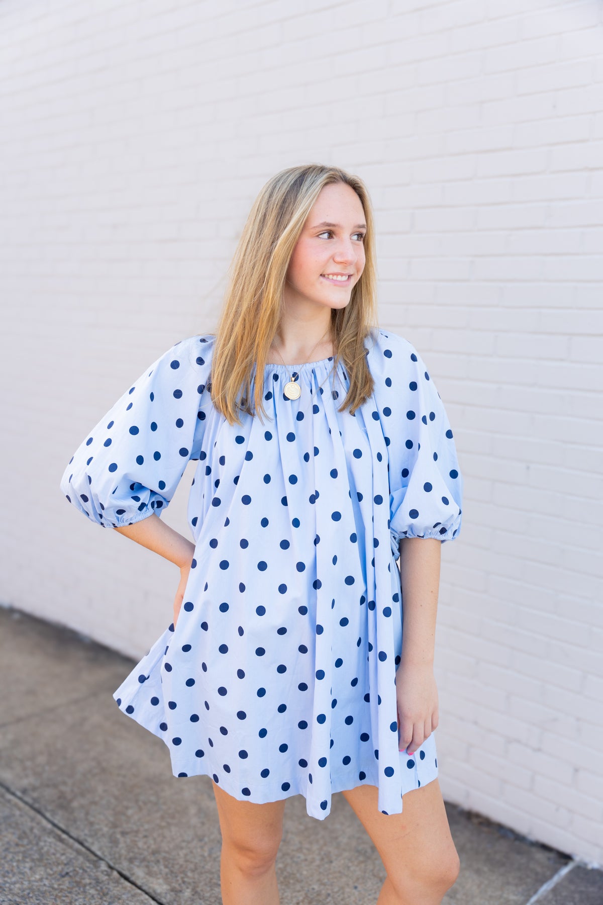 Polka Dot Gathered Mini Dress
