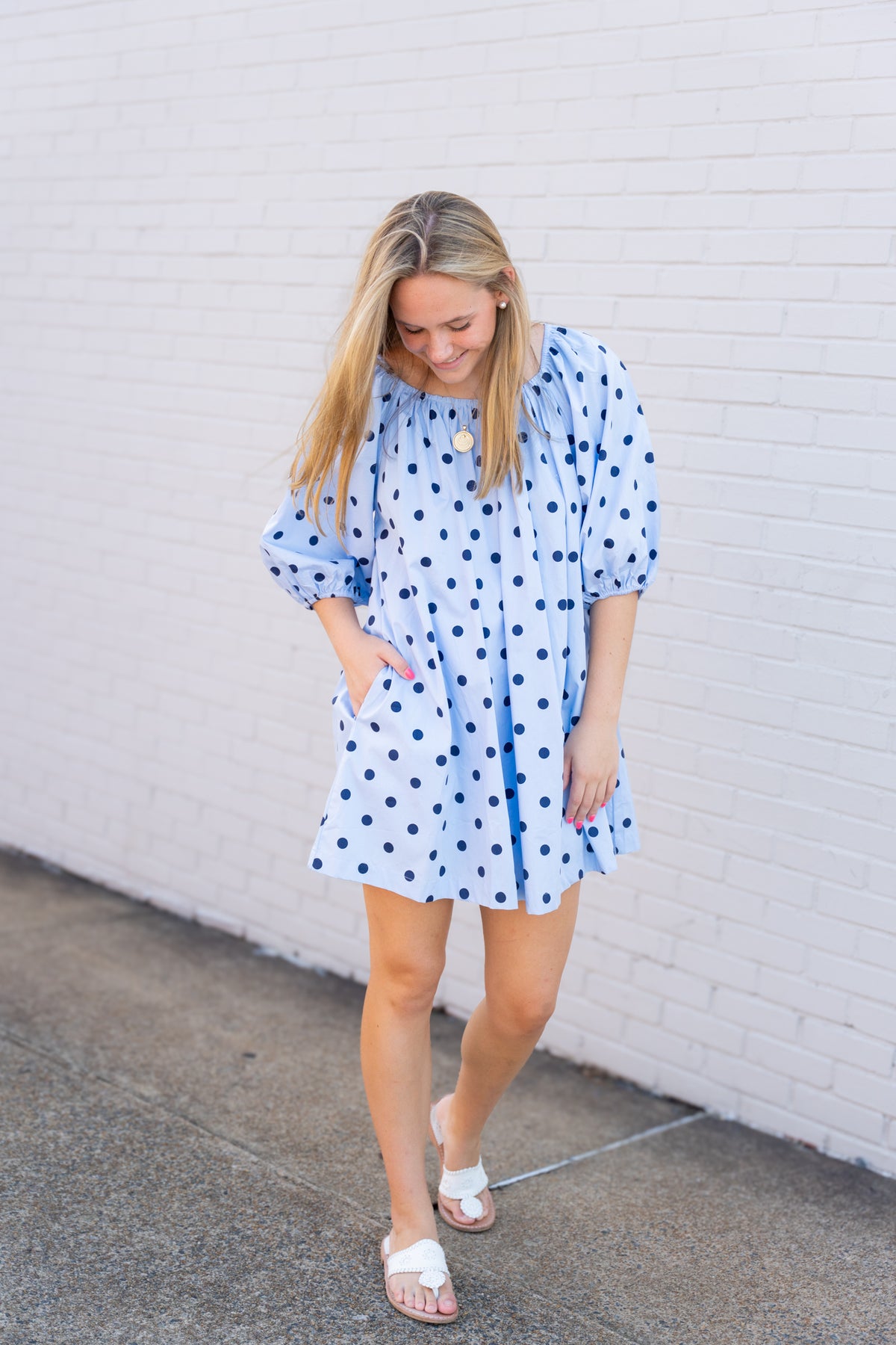 Polka Dot Gathered Mini Dress