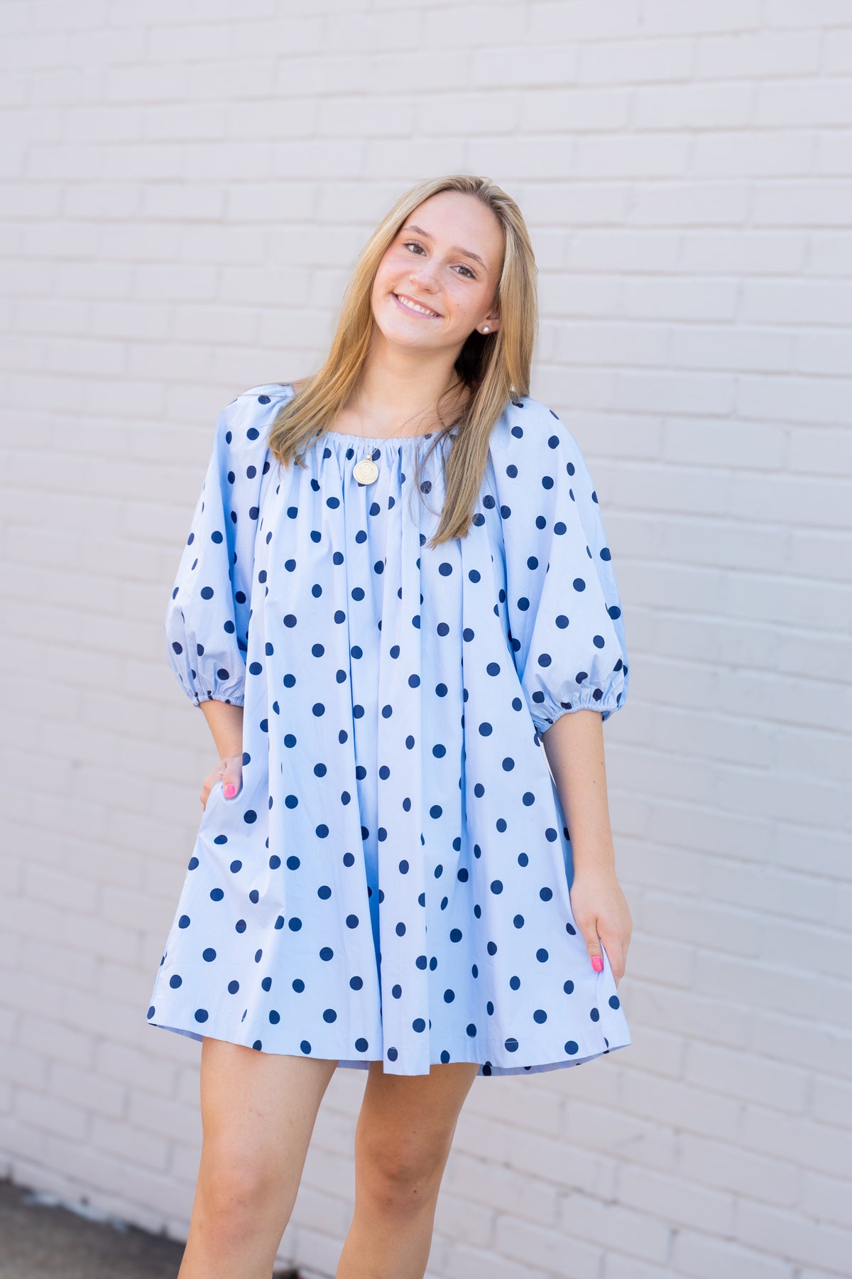 Polka Dot Gathered Mini Dress