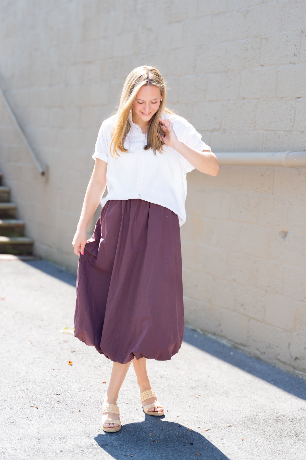 Rhiannon Bubble Hem Midi Skirt