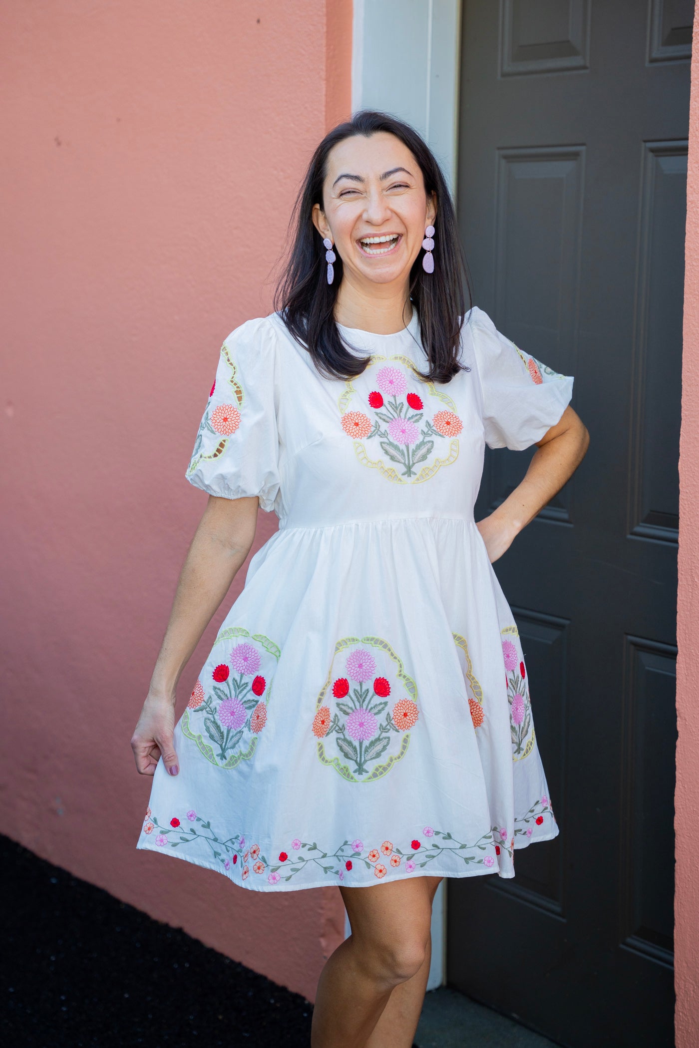Emily Embroidered Mini Dress