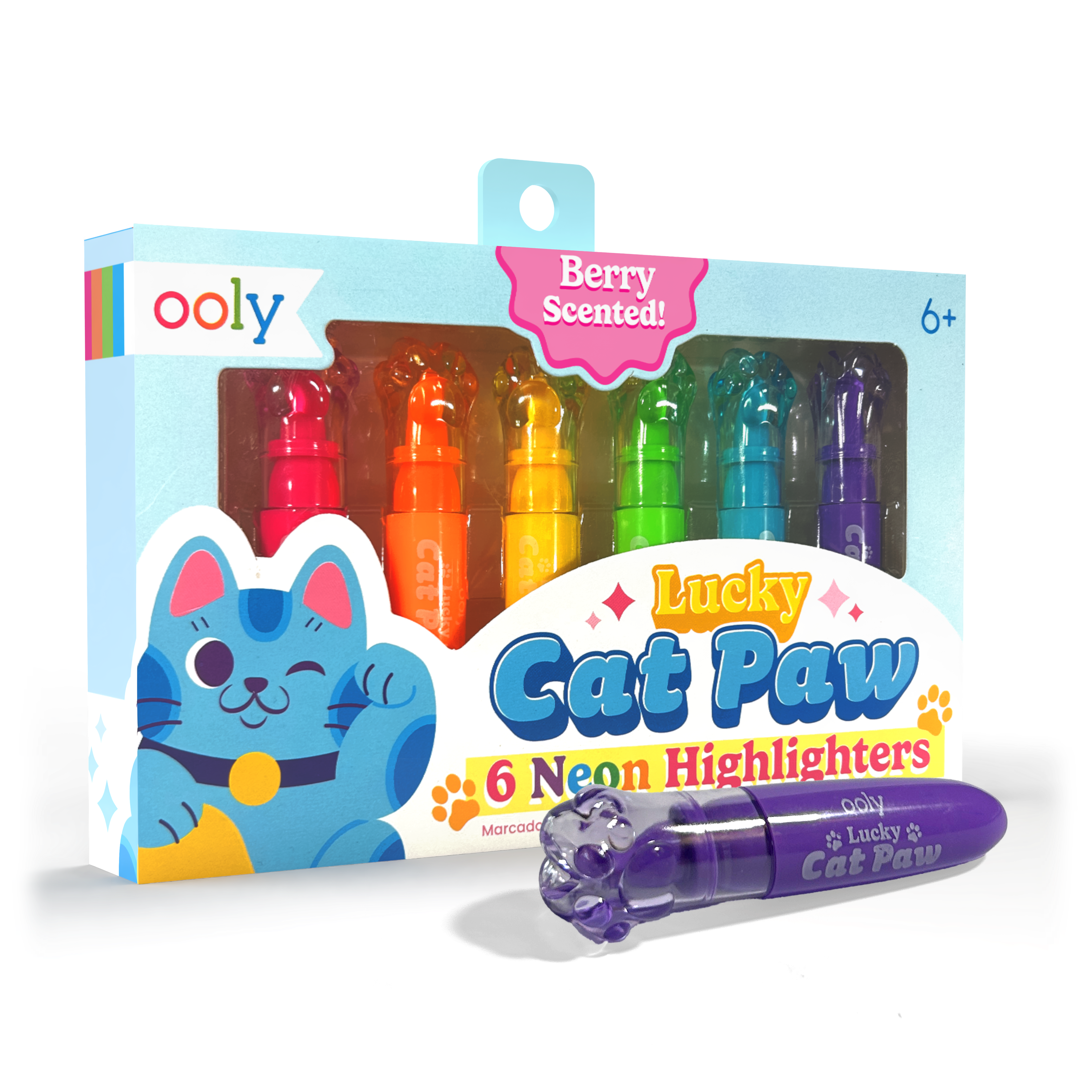 Lucky Cat Paw: Neon Highlighters - Berry Scent (Set of 6)
