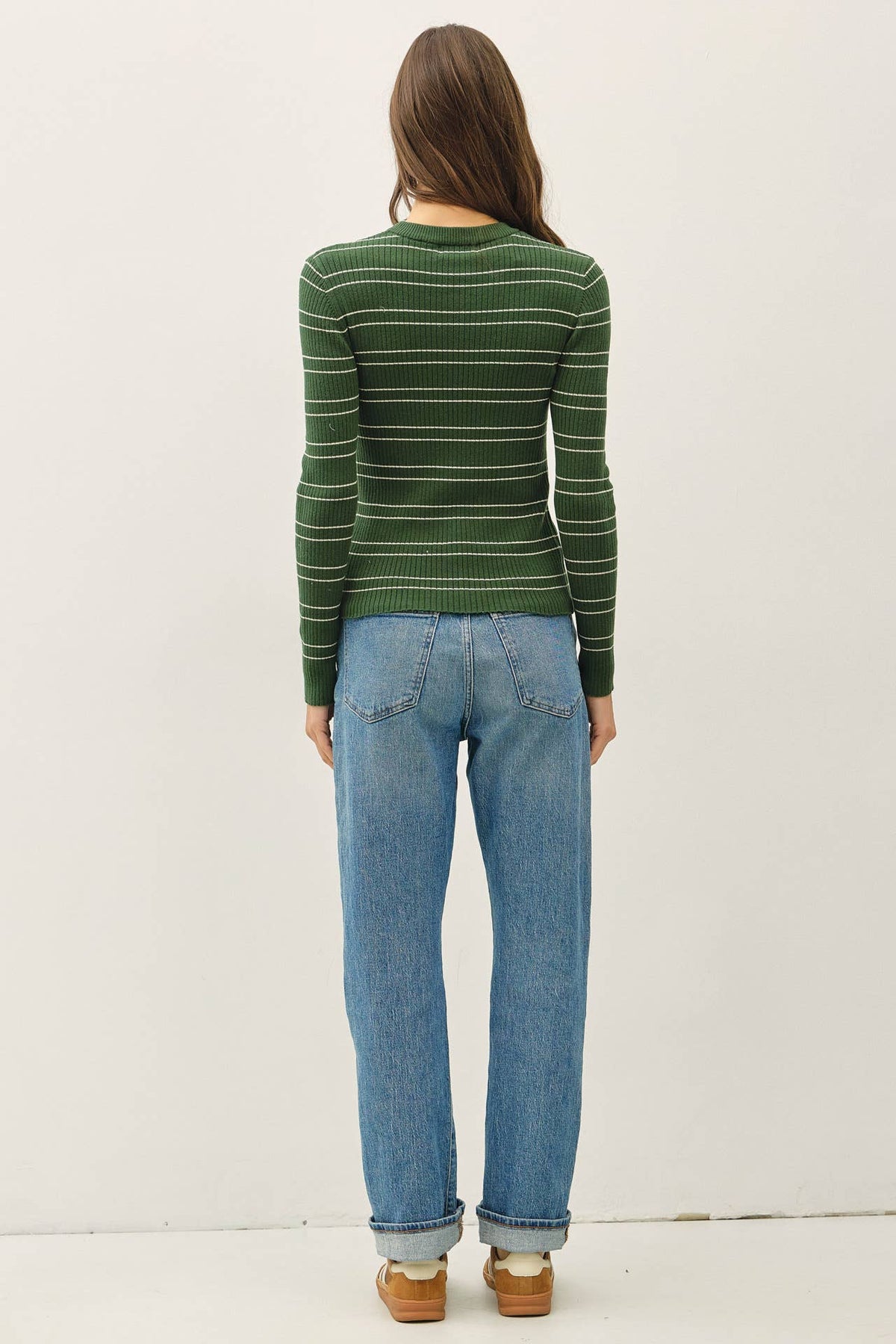 Pine Double Stripe Rib Sweater