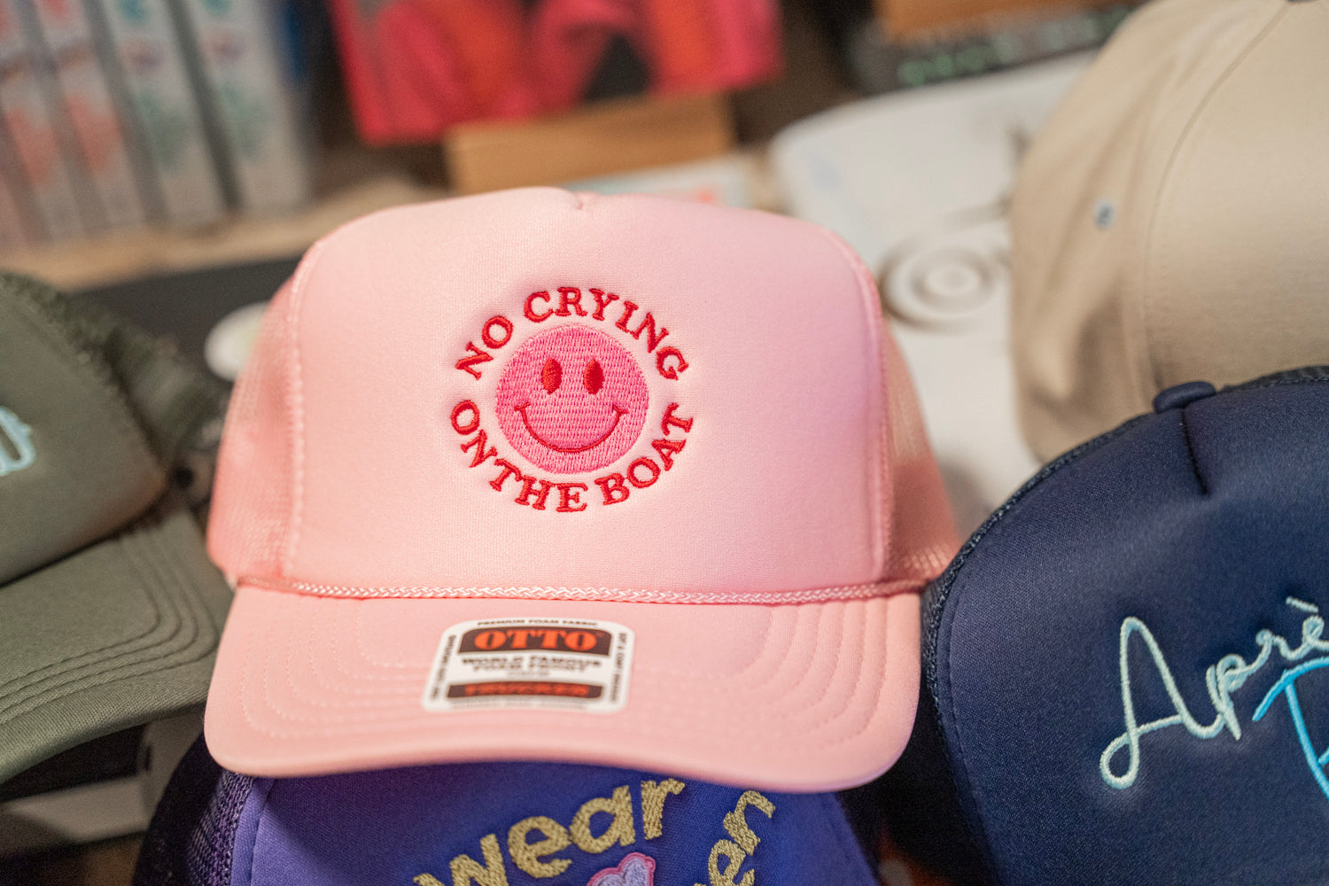No Crying on the Boat Embroidered Trucker Hat