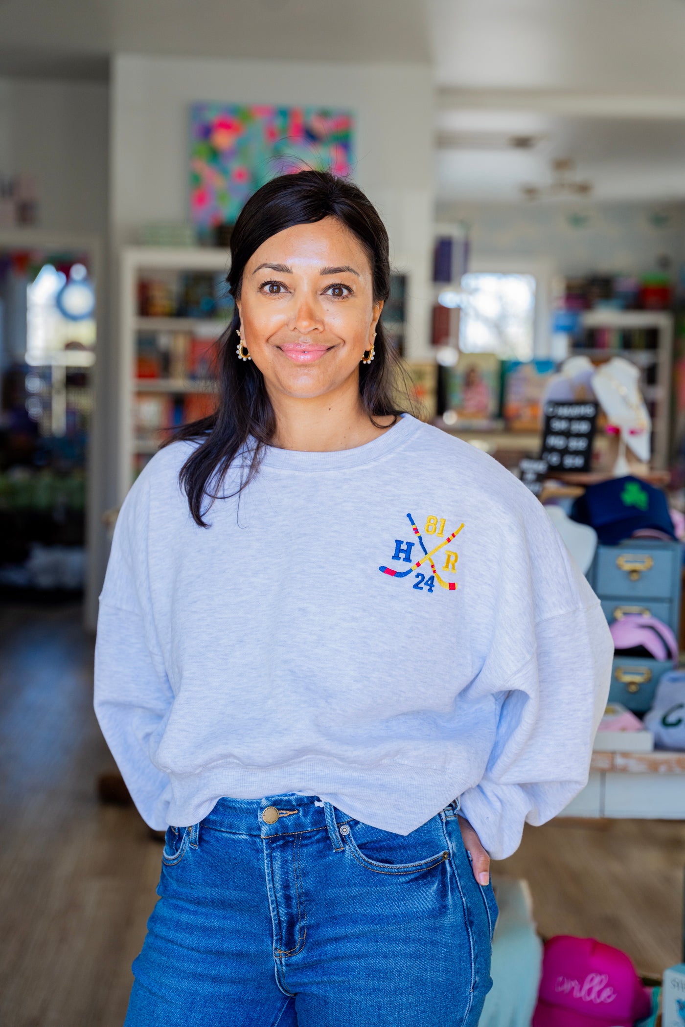 Cropped Grey Heated Rivalry Preppy Sweatshirt