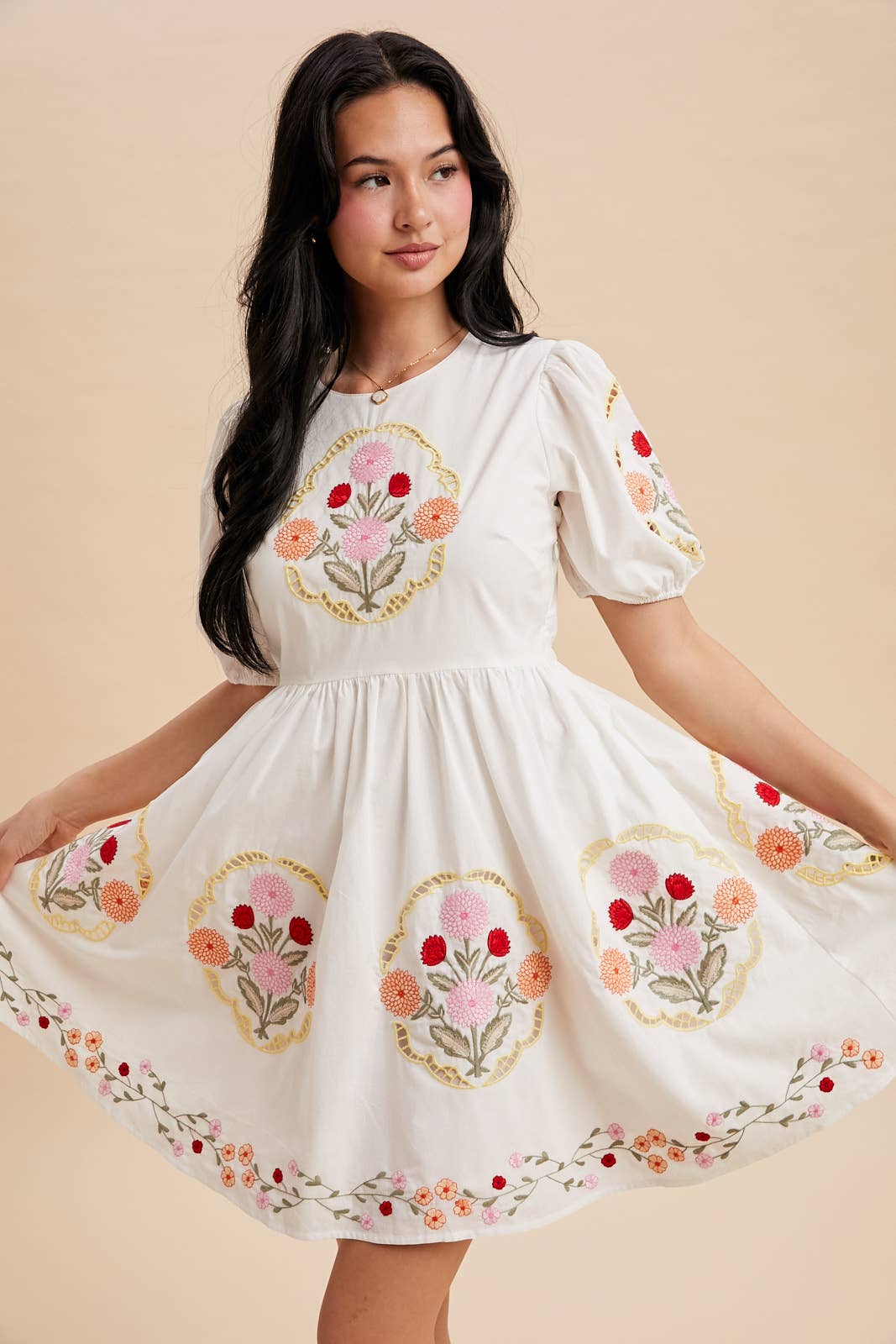 Emily Embroidered Mini Dress