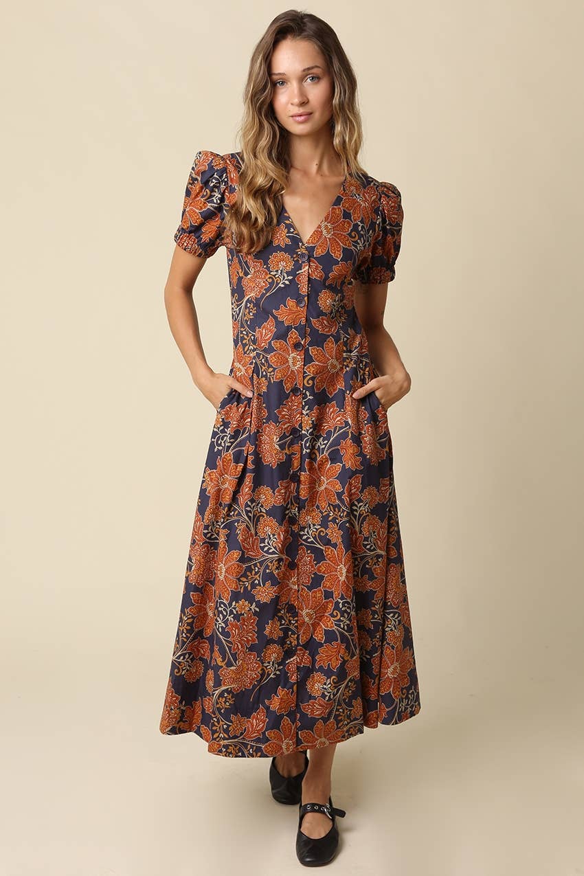 Hallie Floral V-Neck Maxi Dress