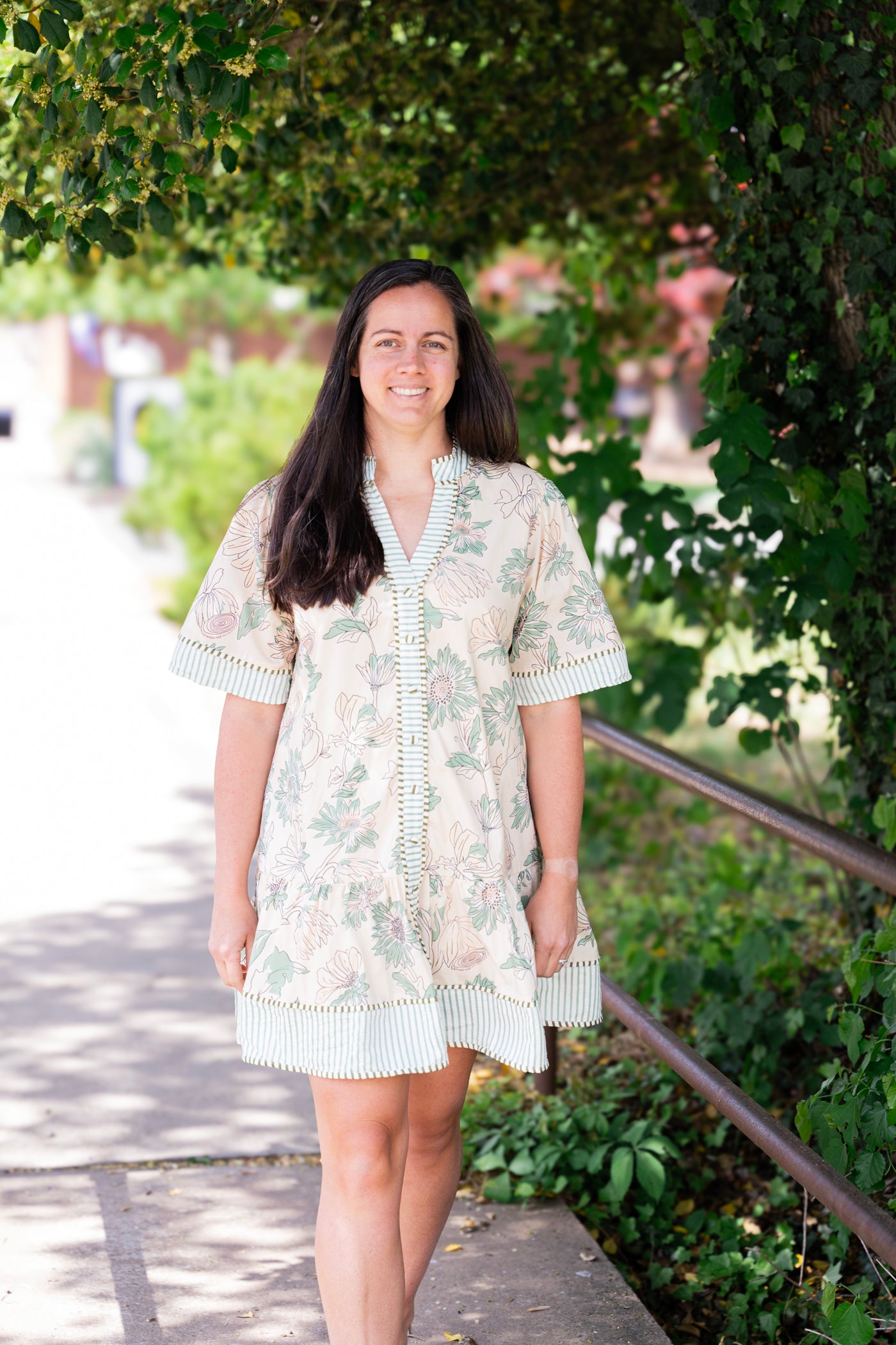 Sage Bloom Mini Dress