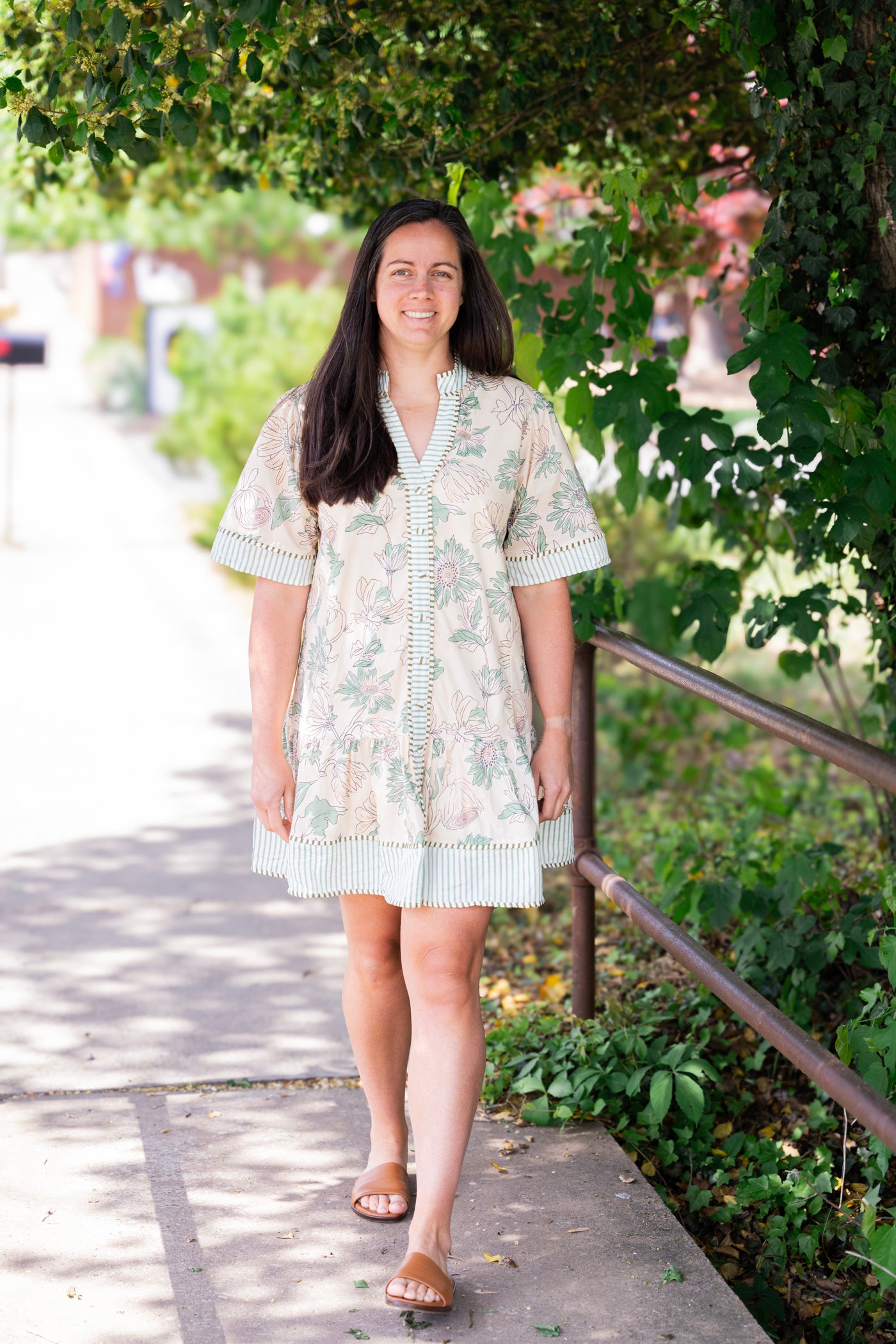Sage Bloom Mini Dress